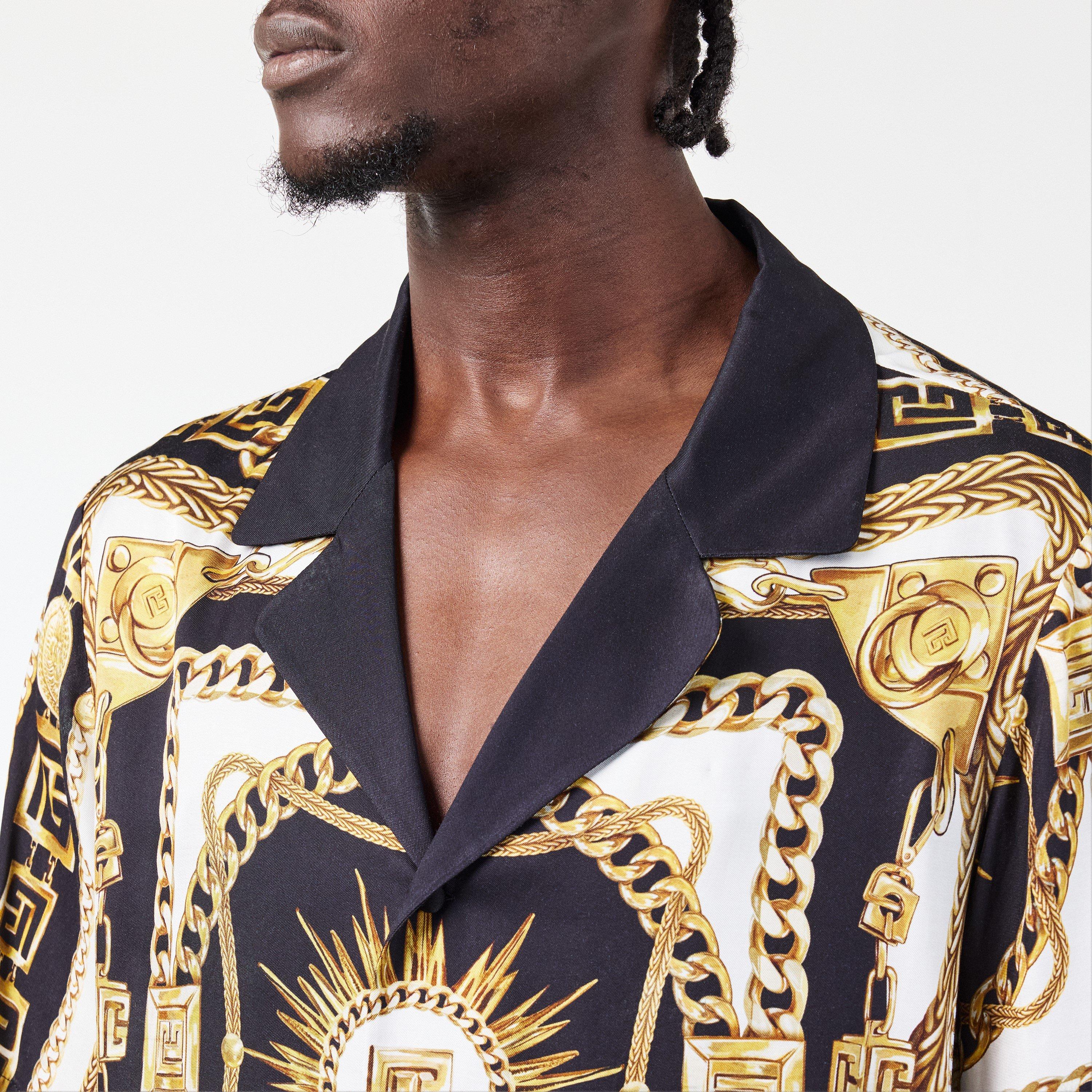 Multi - Balmain - Men's Short-Sleeve Patterned Shirt - 5