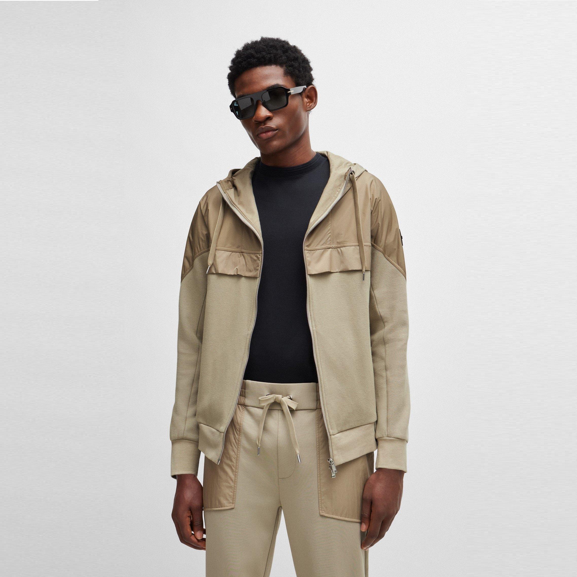 Dark Beige - Boss - Men's Steele Full Zip Fleece Jacket - 1