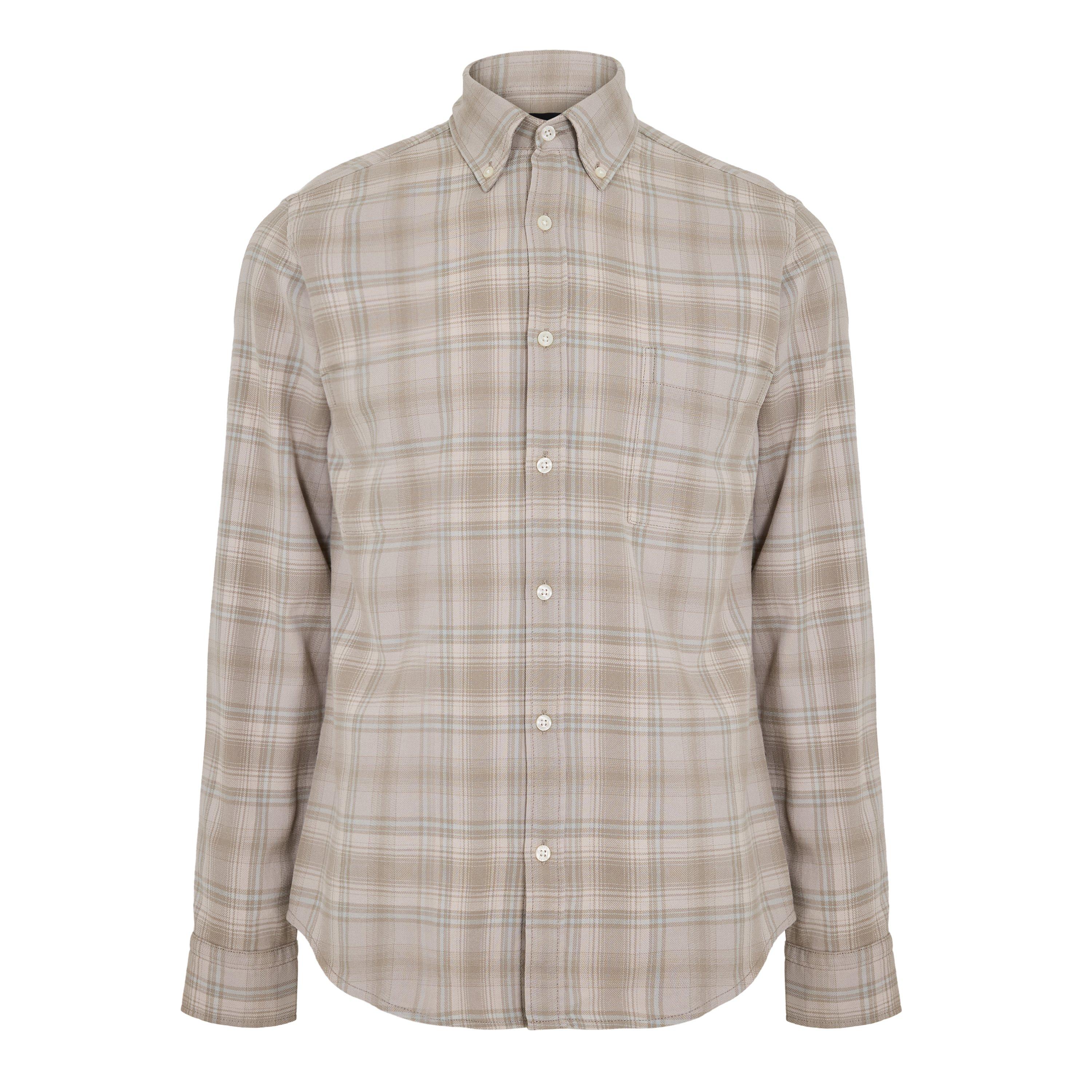 Boss Mens BOSS ORANGE Rickert Long Sleeve Buttoned Shirt - Grey Cheq 071 - L