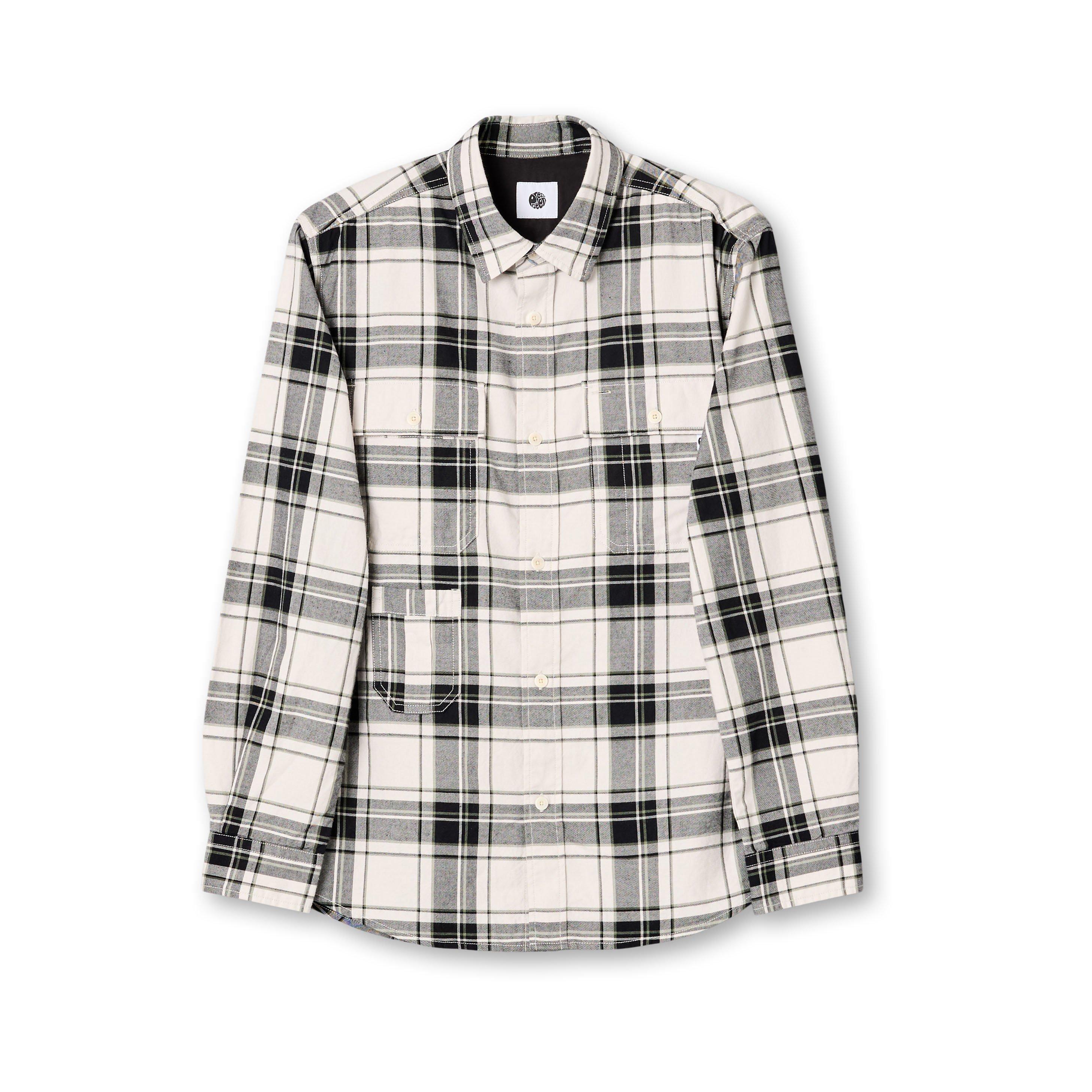 Stone - Pretty Green - Men's Woolwich Check Long-Sleeve Patterned Shirt - 1
