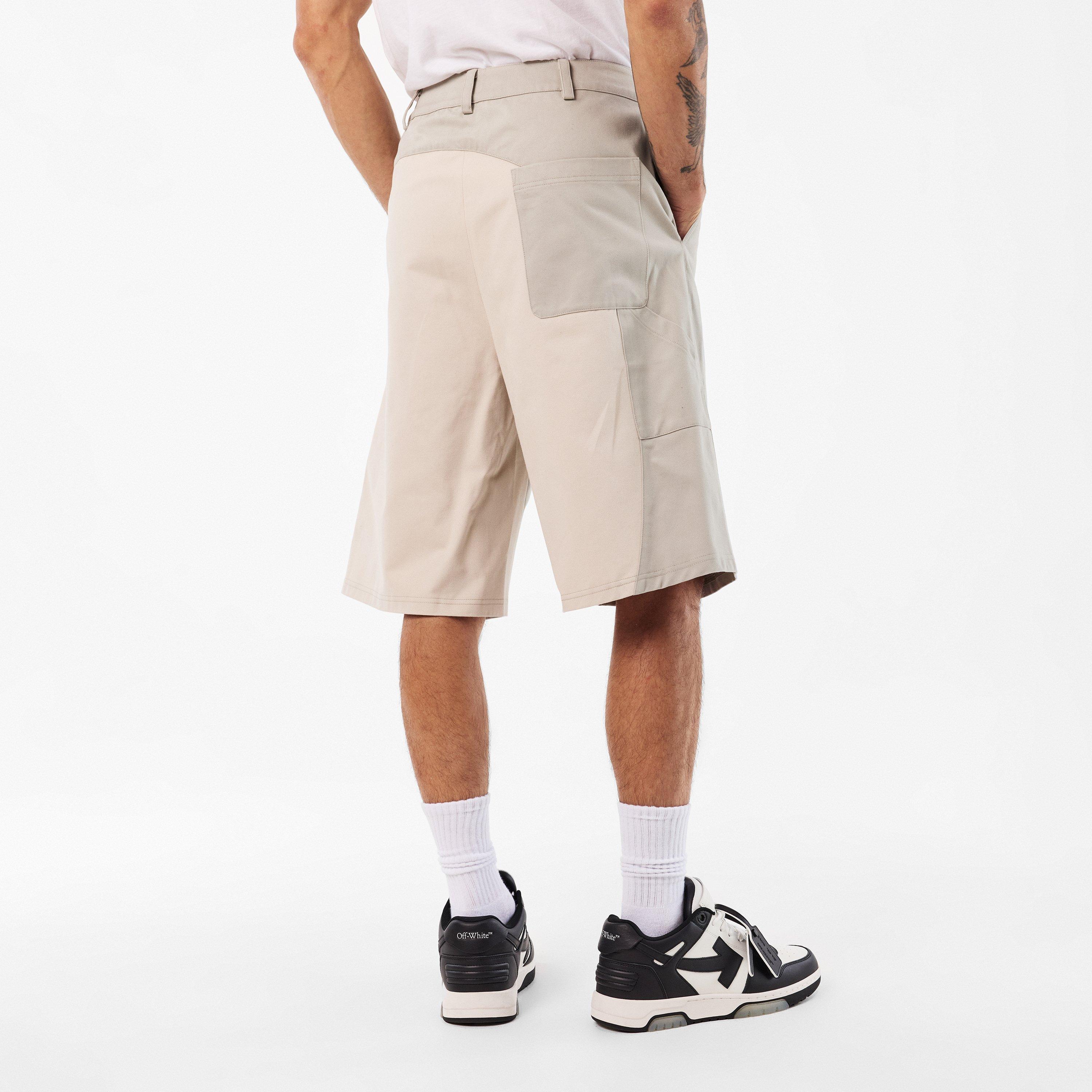 Beige/Grey - Off White - Men's Tailored Shorts - 4