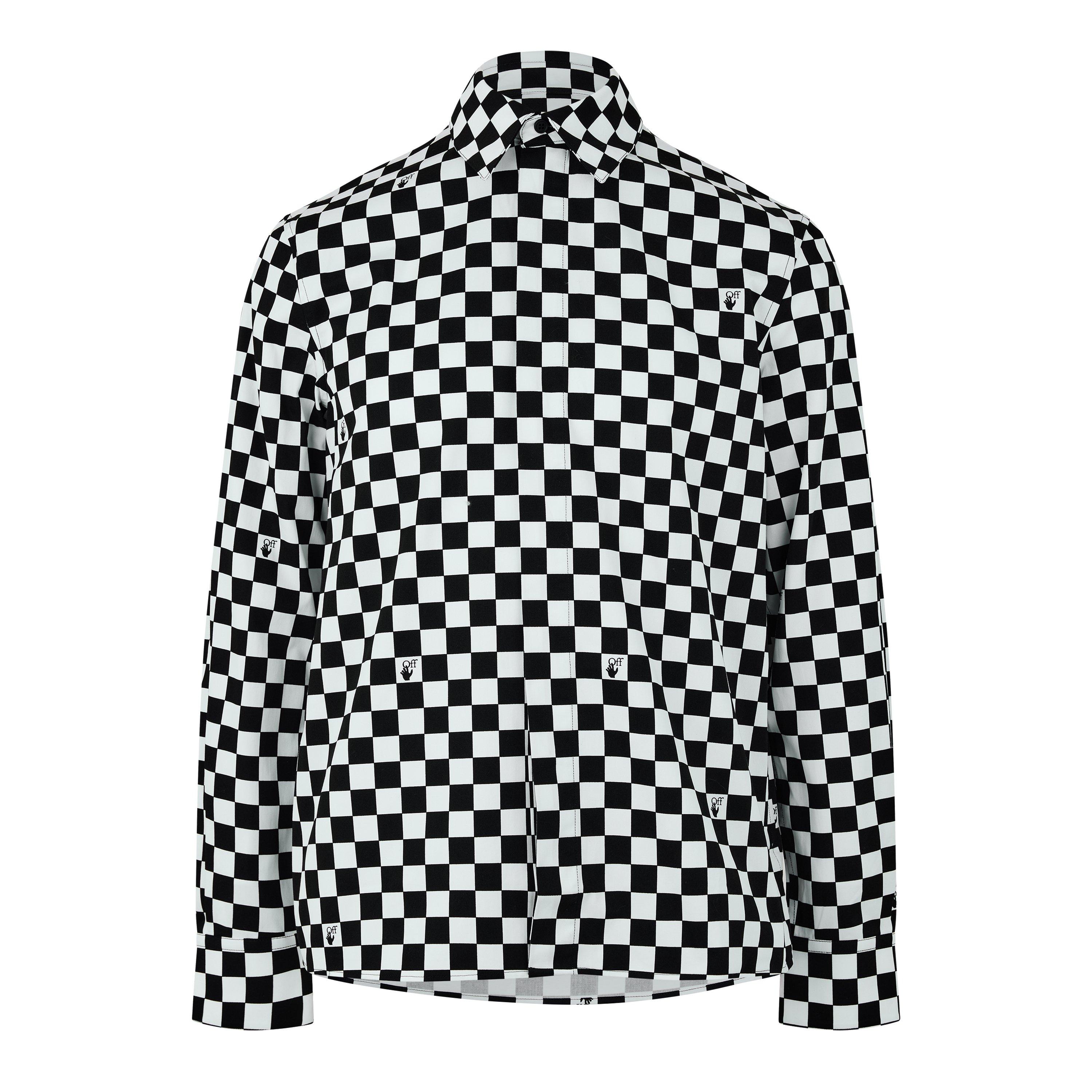 Black White - Off White - Men's Check Skate Long Sleeve Shirt - 1