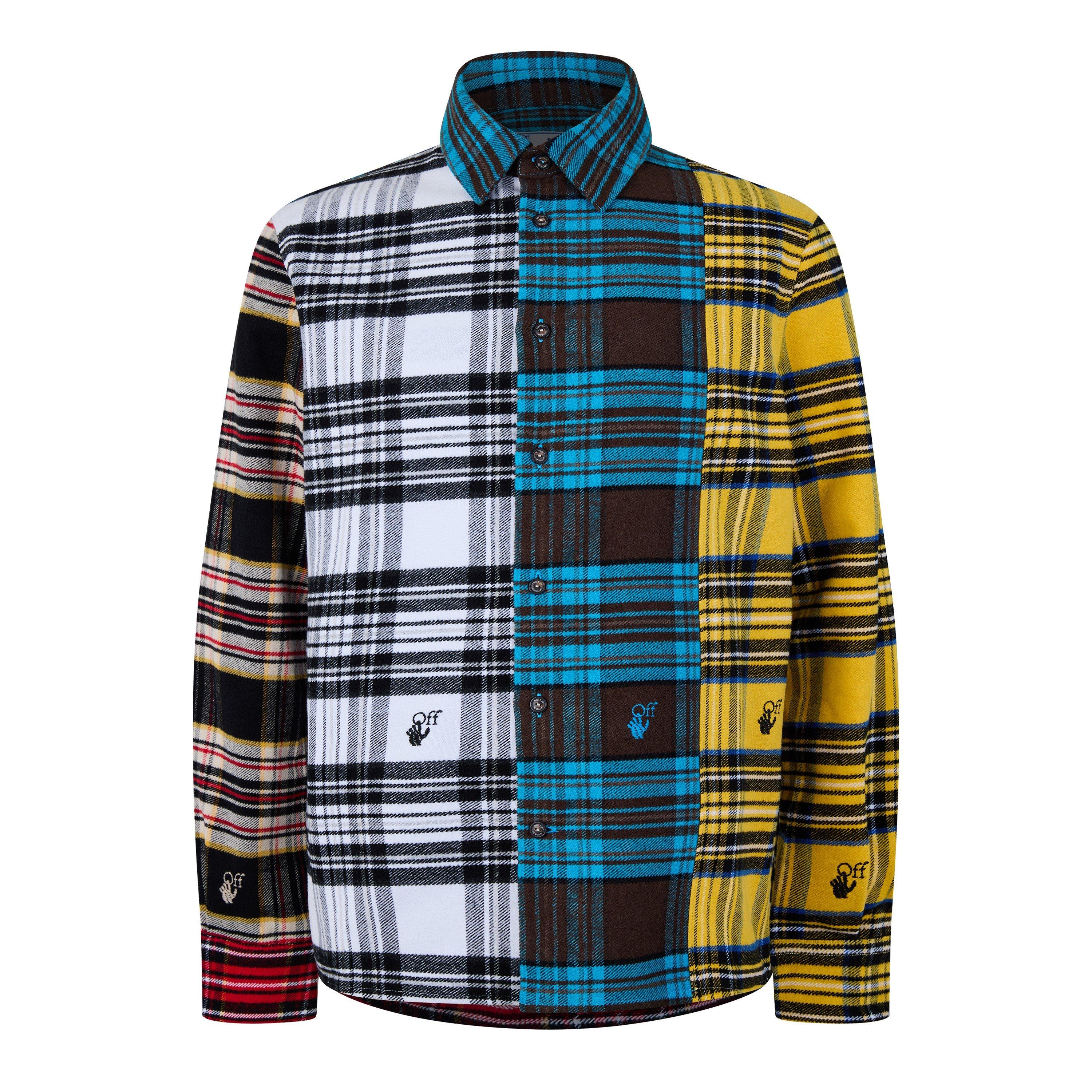 Multicolore - Off White - Men's Colour Block Flannel Shirt - 1