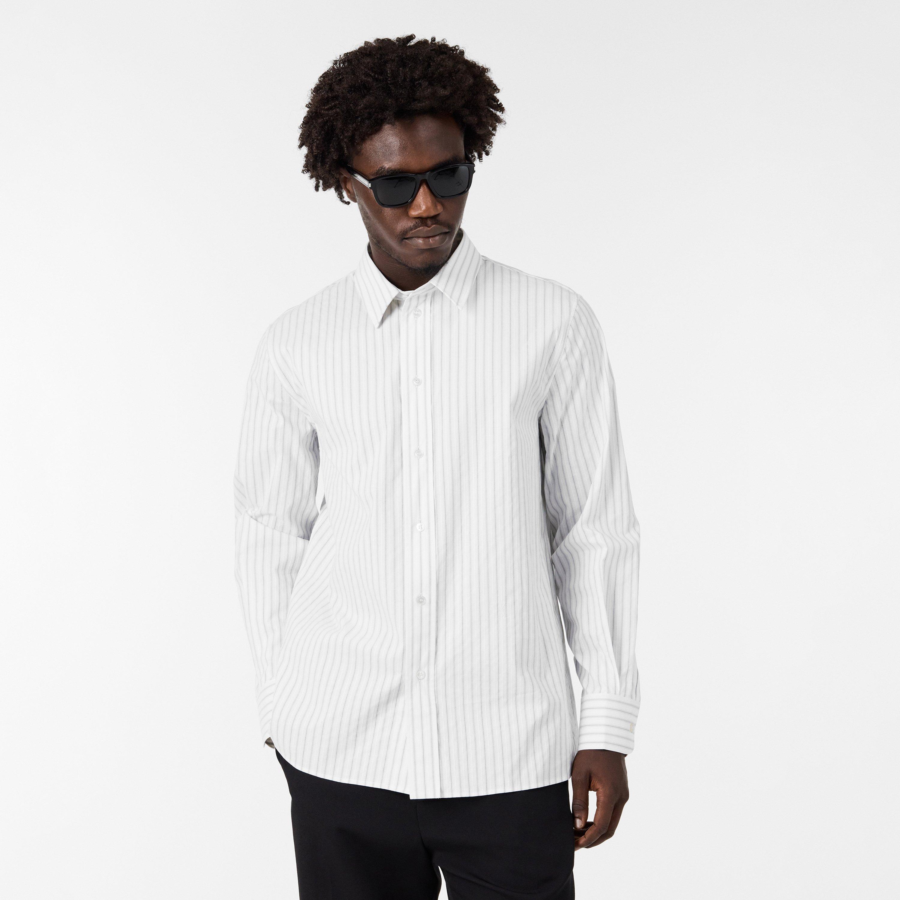 White - Saint Laurent - Men's Patterned Long-Sleeve Shirt - 3