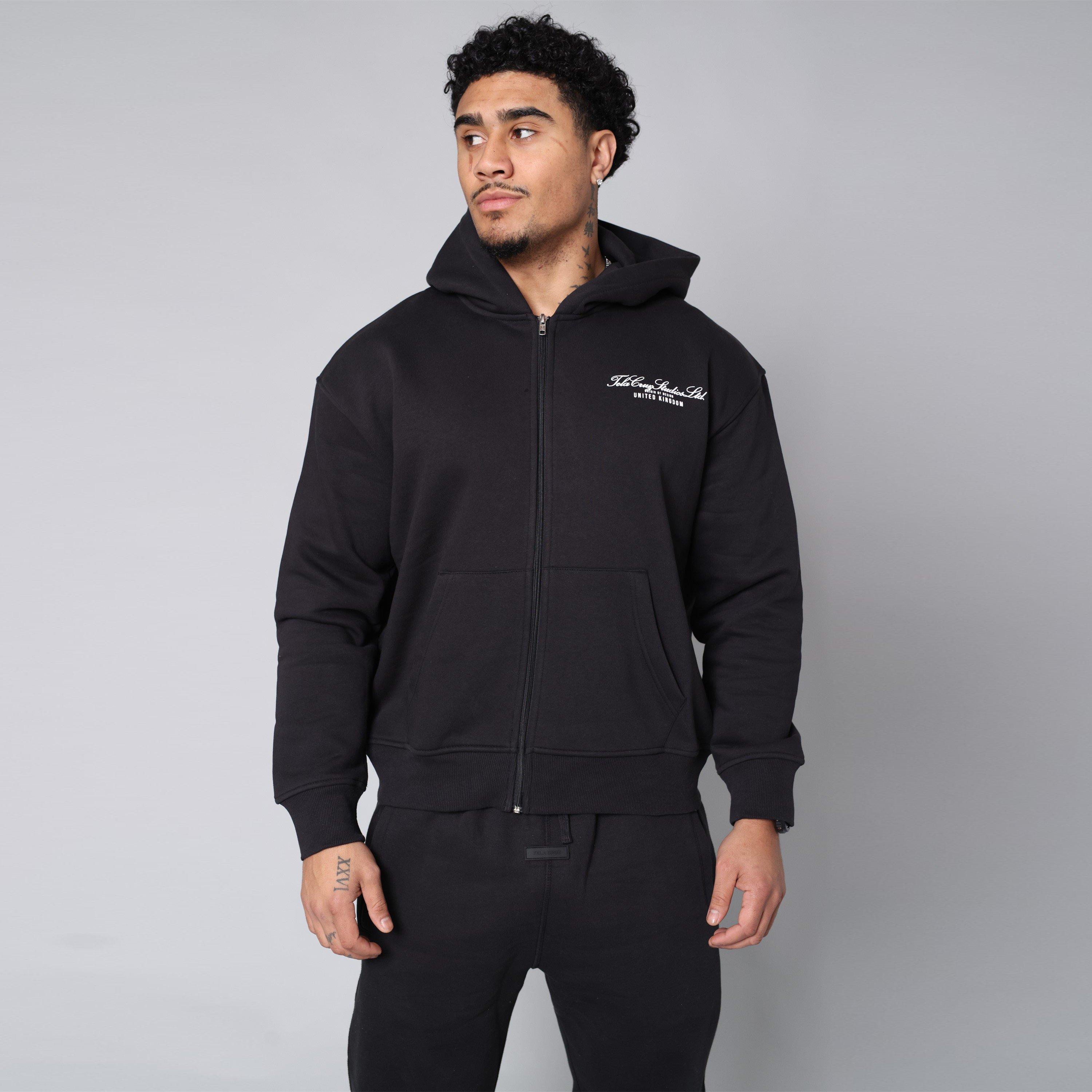 Black - Tela Cruz - Men's Studio Full Zip Hoodie - 1