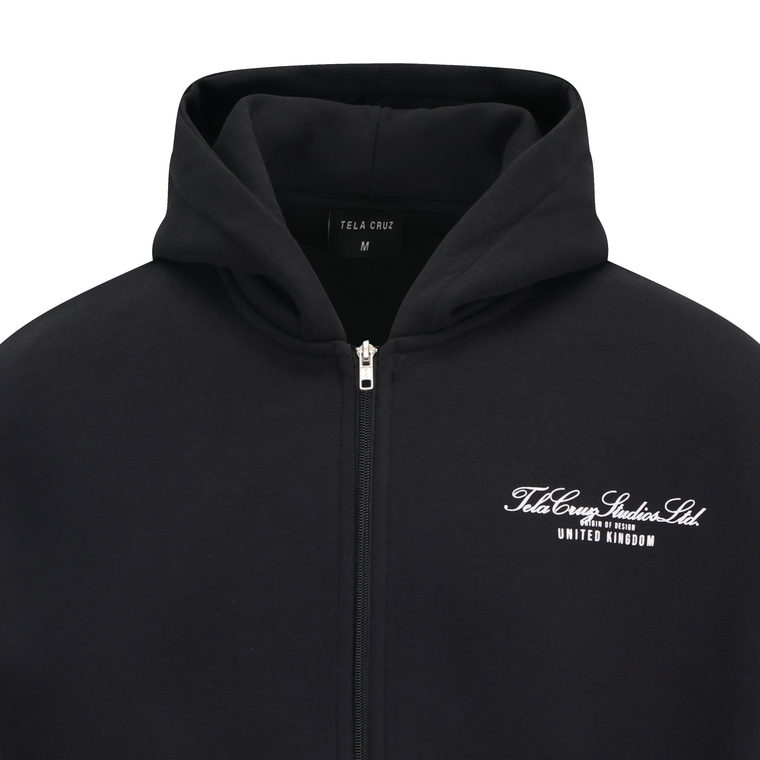 Negro - Tela Cruz - Men's Studio Full Zip Hoodie - 4