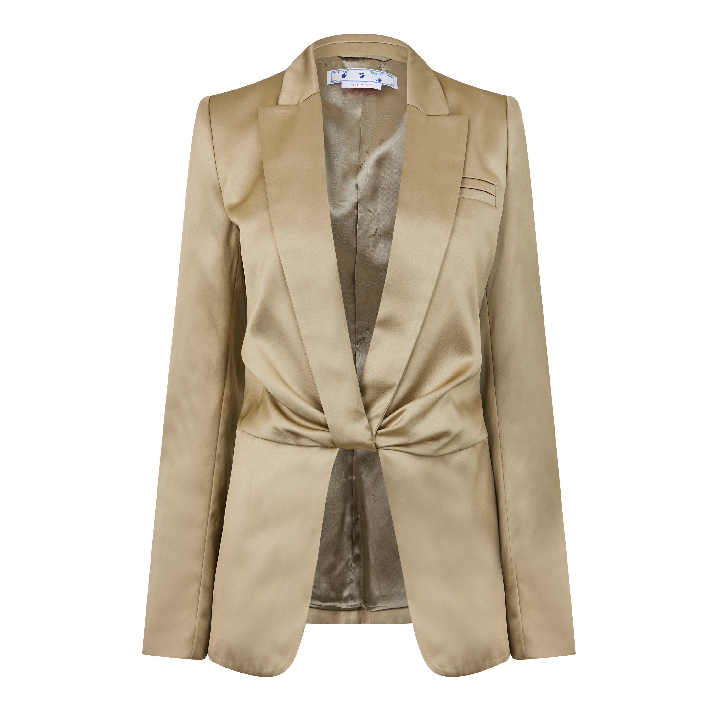 Green - Off White - Women's Duchesse Twisted Duchesse Fabric Suit Jacket - 1