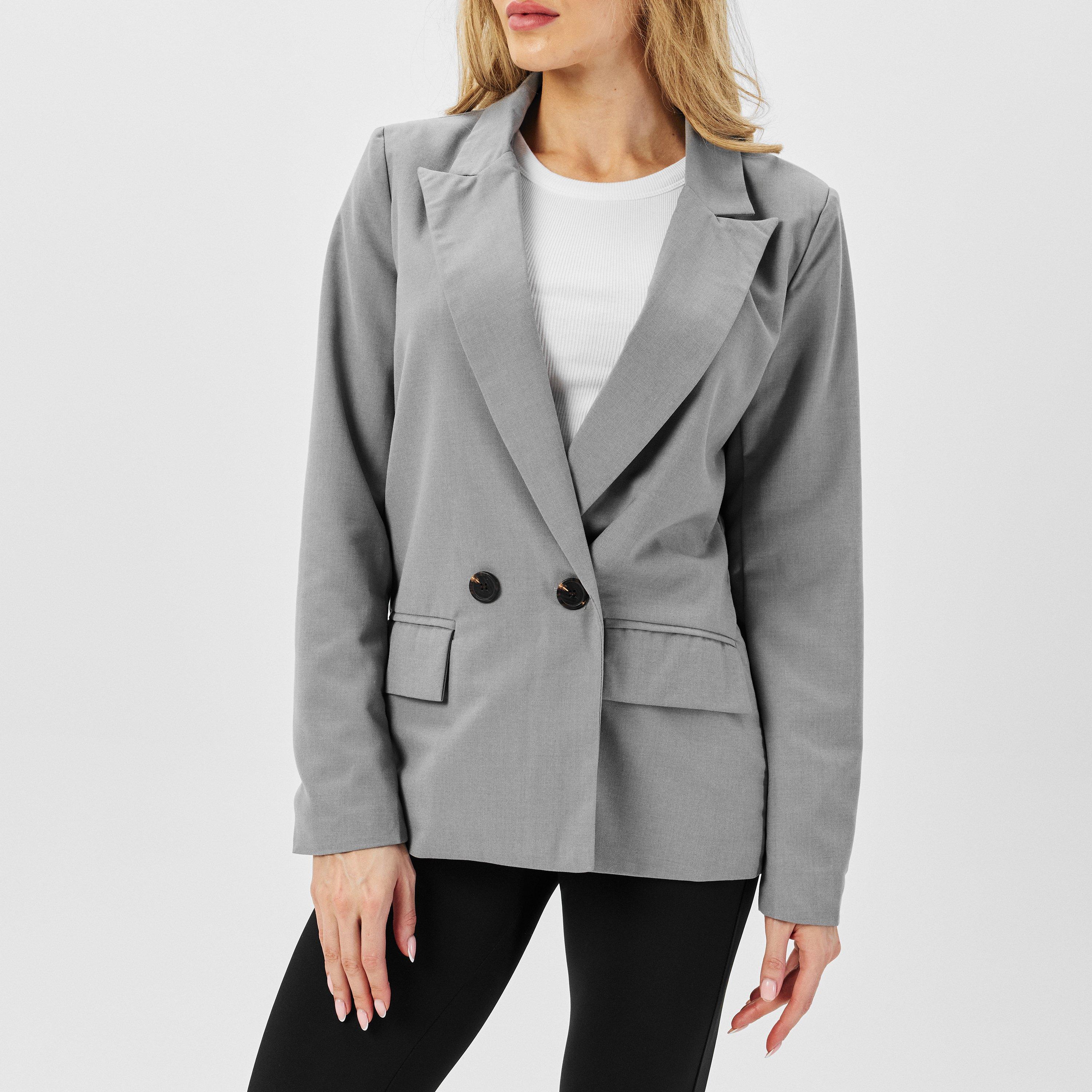 Grijs - Missy Empire - Oversized Tailored Blazer Womens - 3