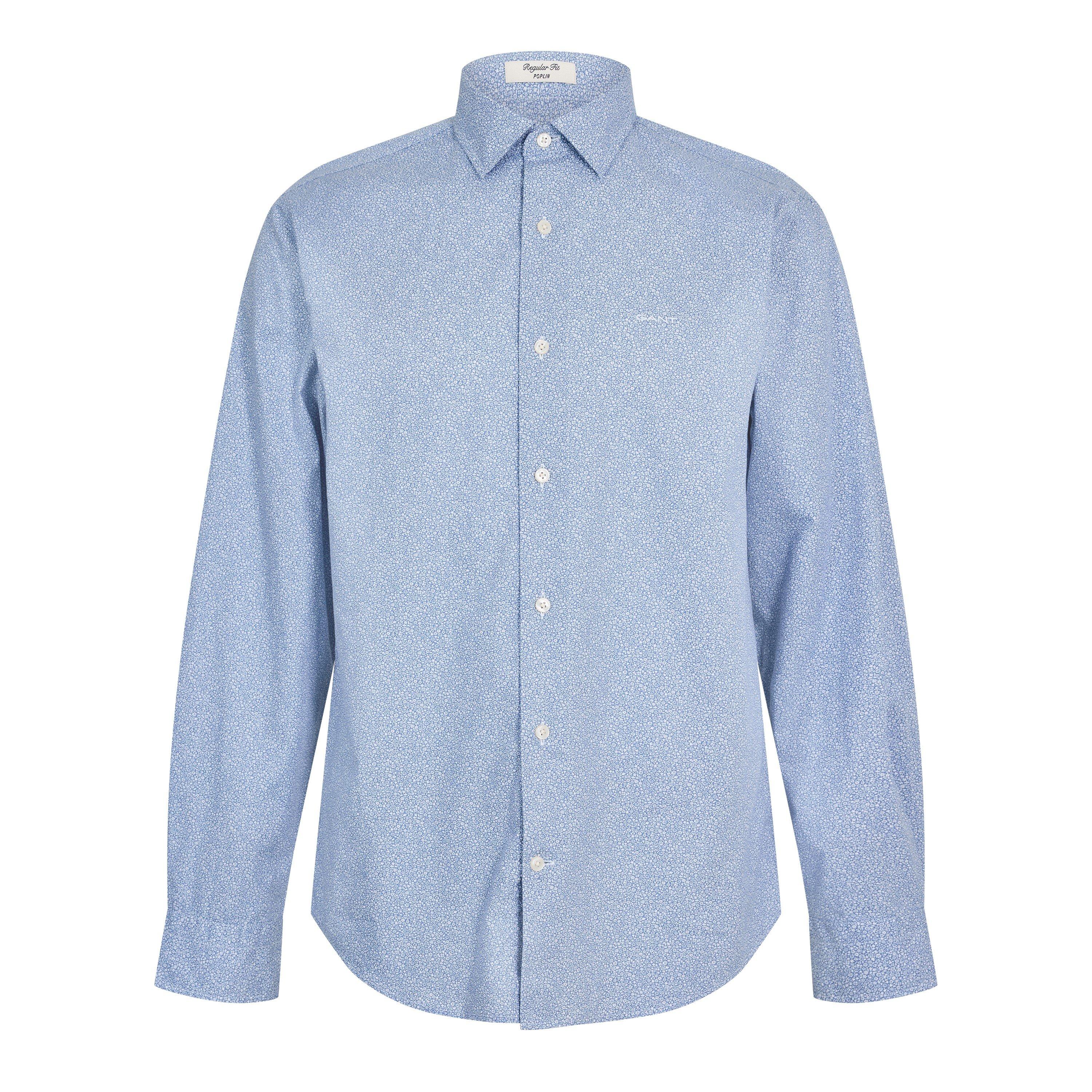 Faded Blue 430 - Gant - Men's Poplin All Over Print Long Sleeve Shirt - 1