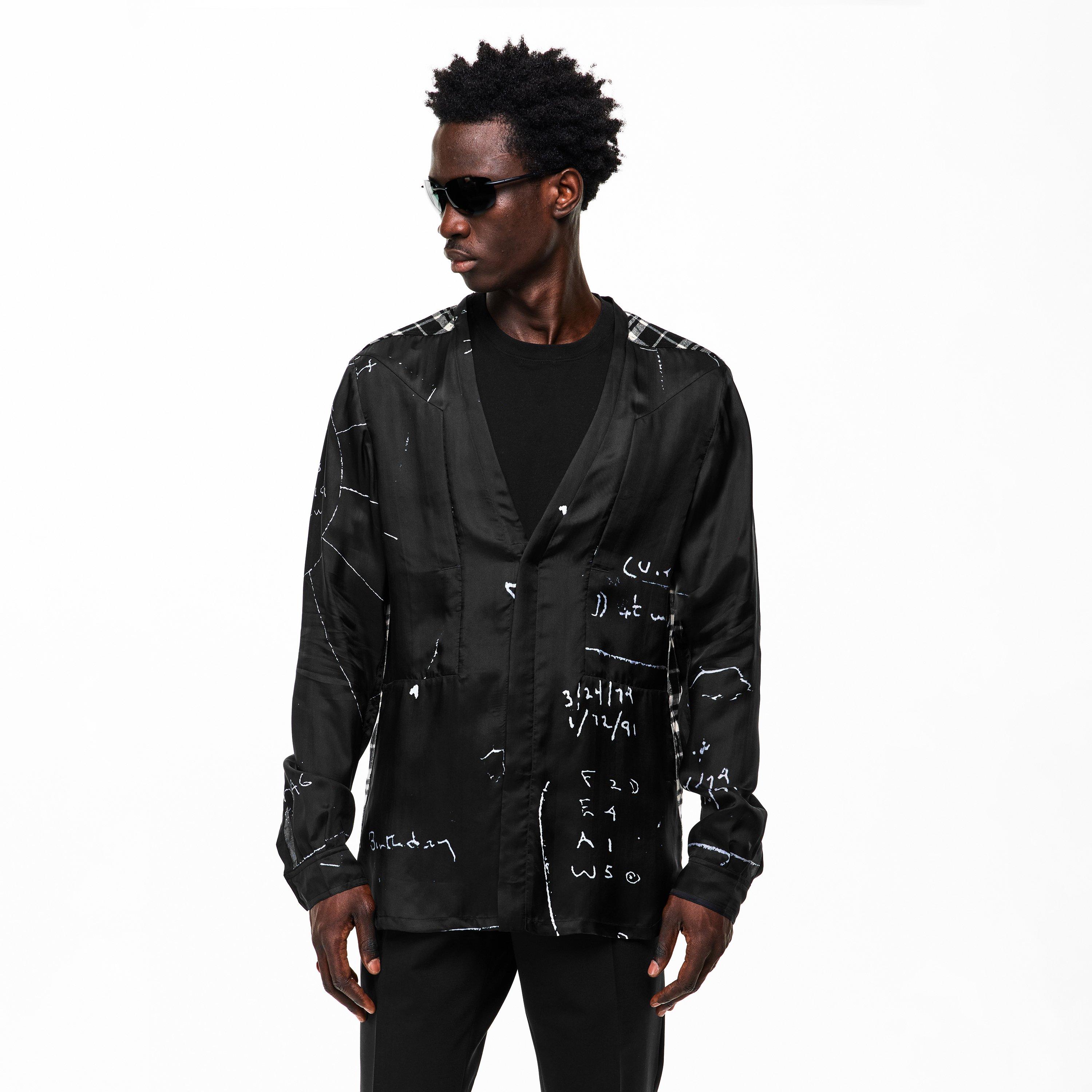 Black - Rick Owens - Men's Larry Patterned Long Sleeve Shirt - 3