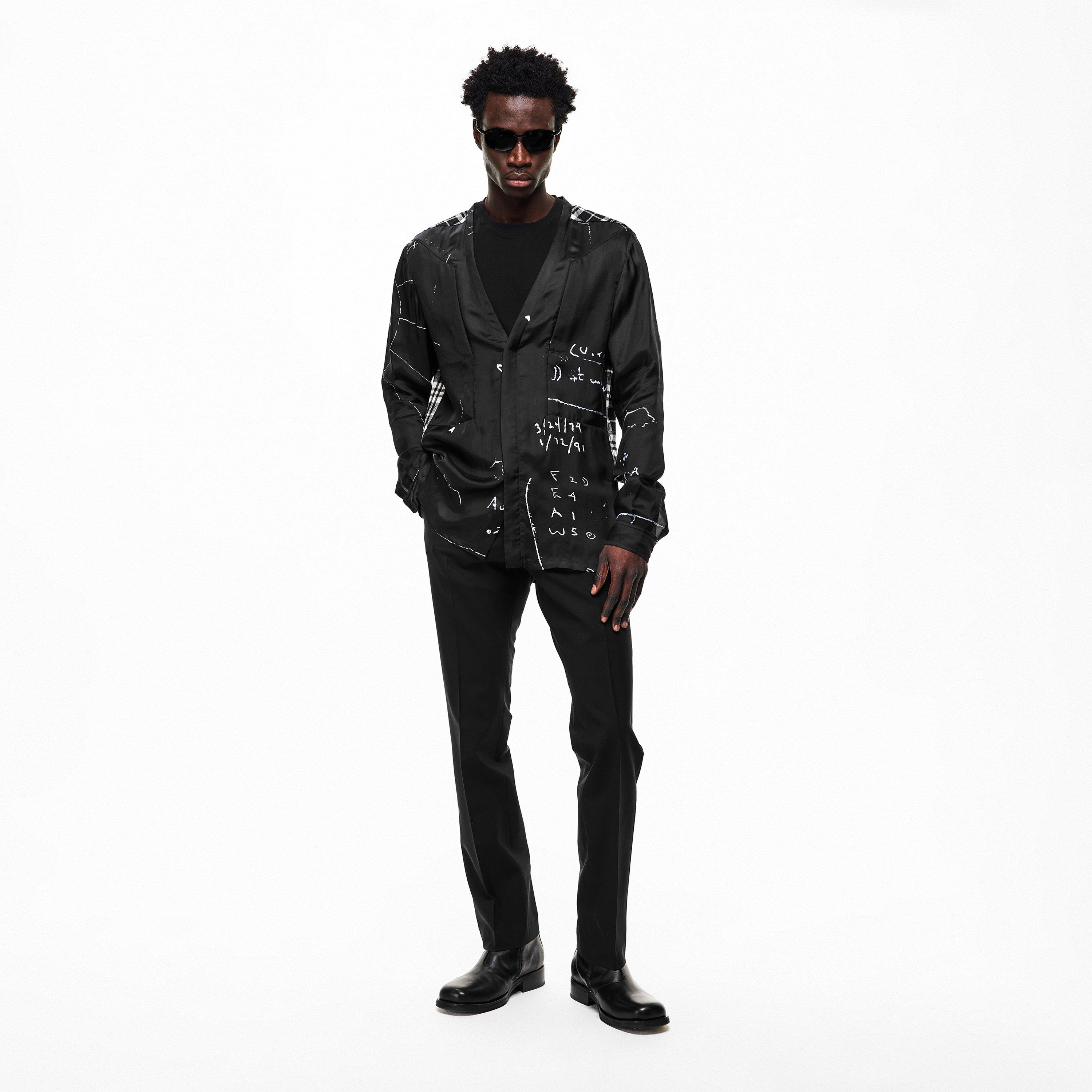 Rick Owens | Men's Larry Patterned Long Sleeve Shirt | Flannels