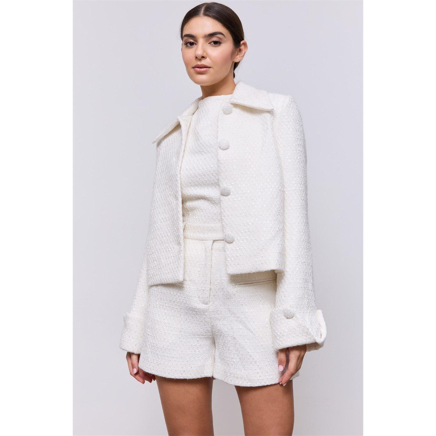White - Odd Muse - Womens Boucle Jacket - 1