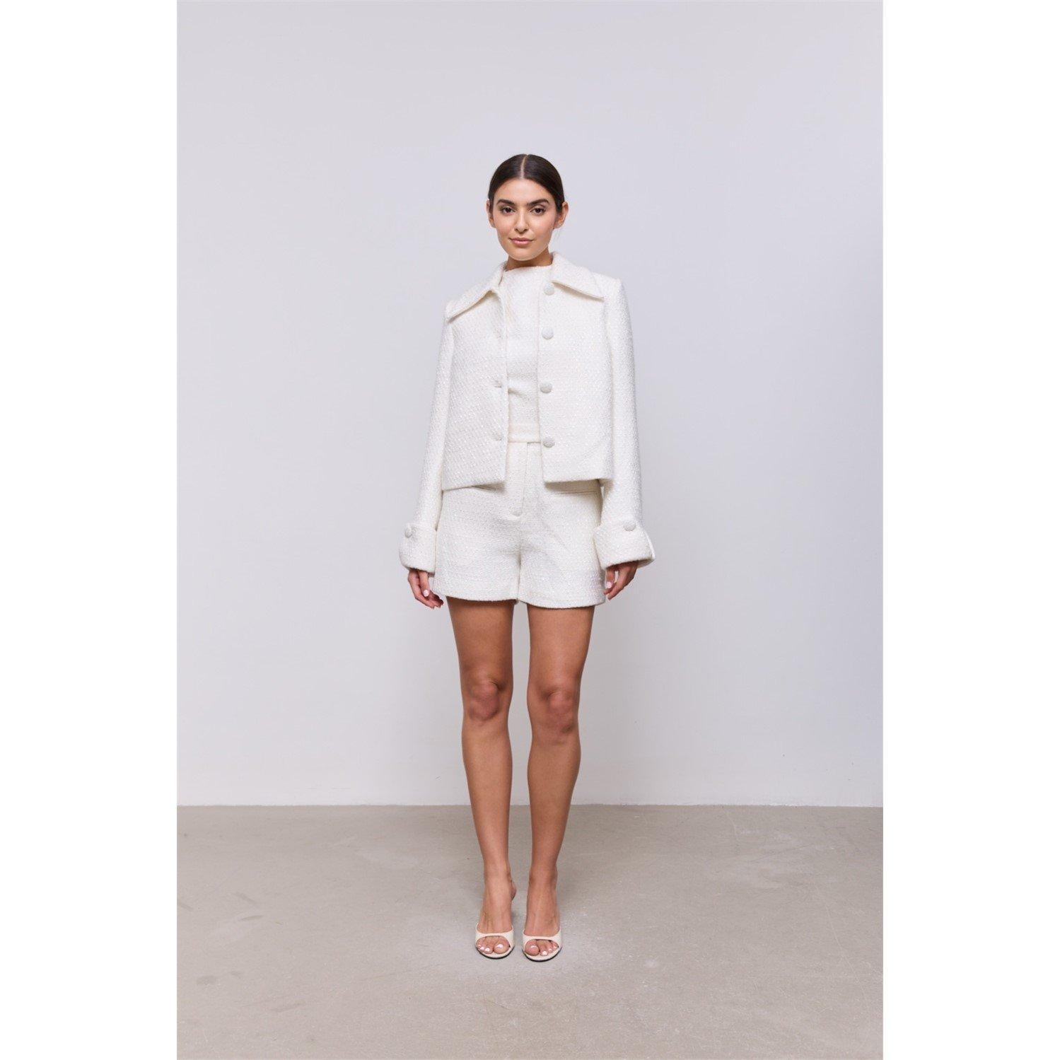 White - Odd Muse - Womens Boucle Jacket - 3