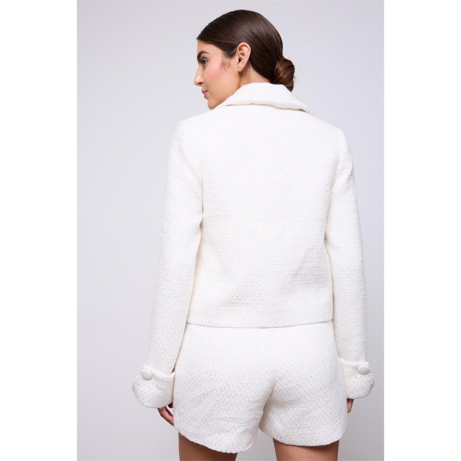 White - Odd Muse - Womens Boucle Jacket - 4