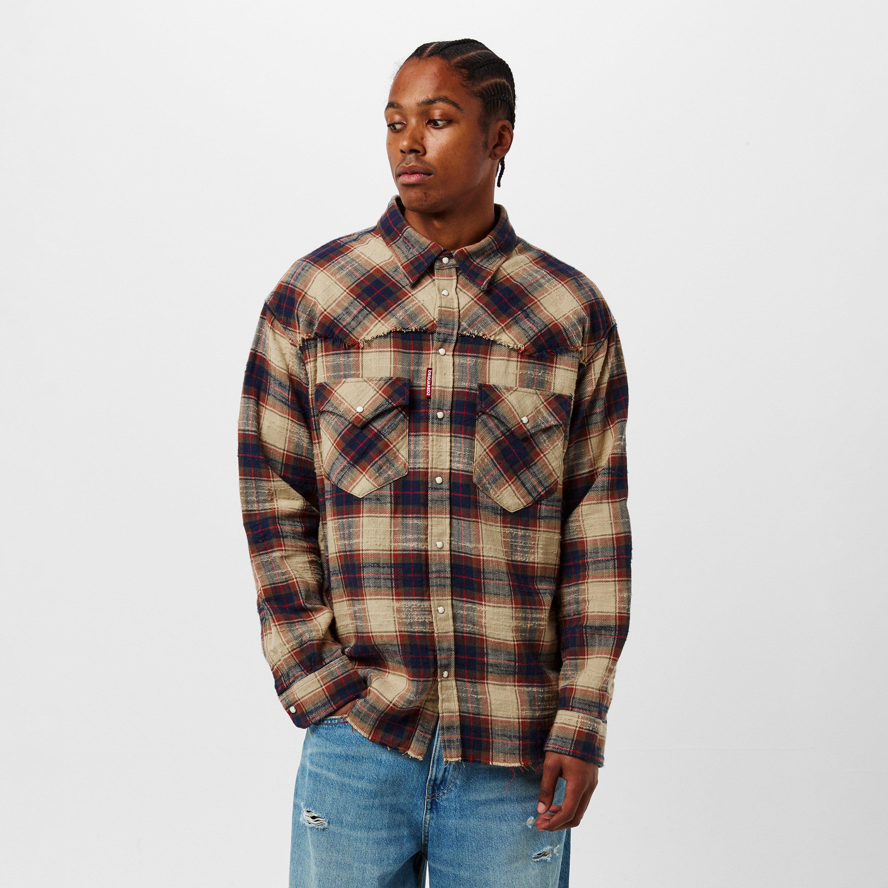 Beige/Mix Brown - DSquared2 - Men's Long-Sleeve Cowboy Shirt - 3