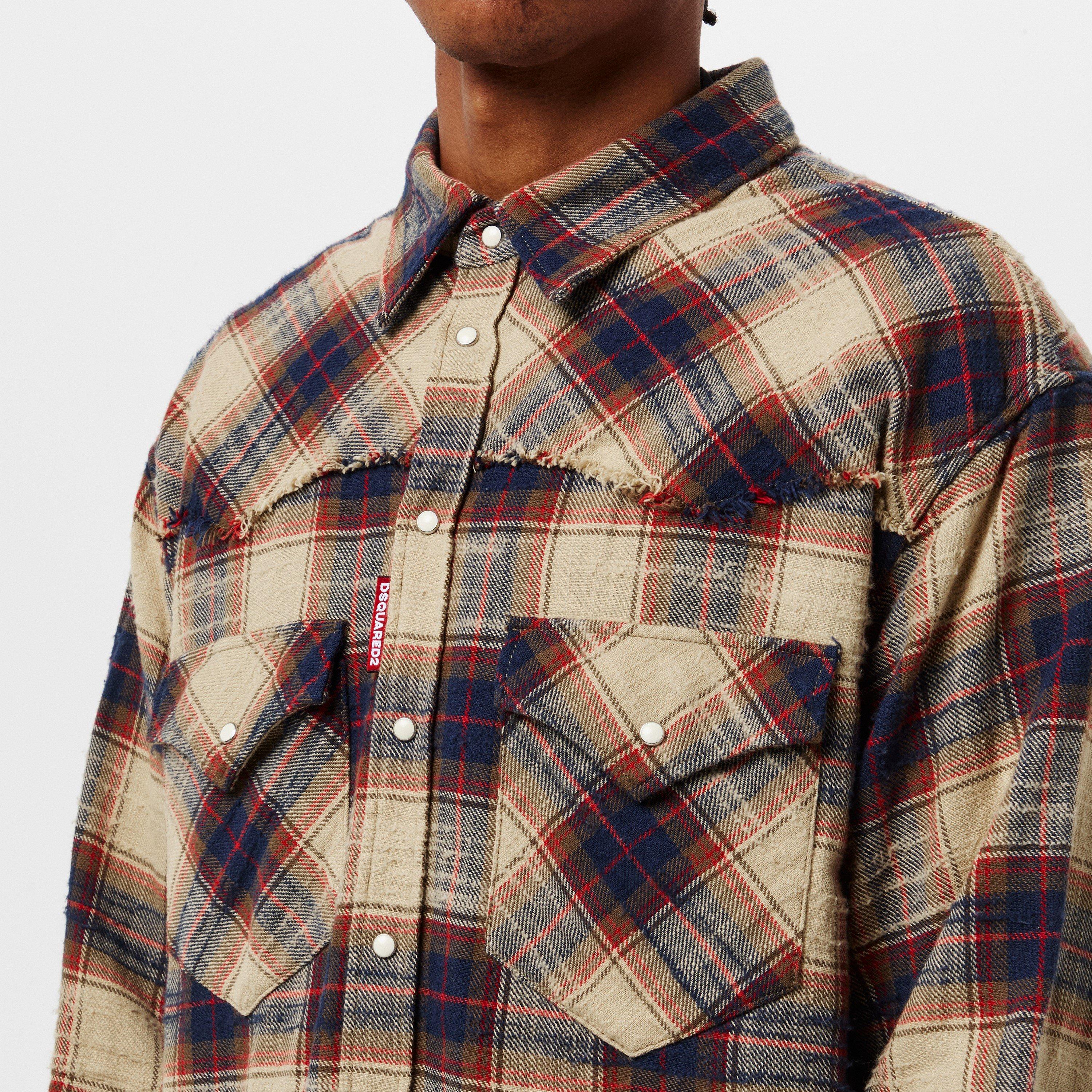 Beige/Mix Brown - DSquared2 - Men's Long-Sleeve Cowboy Shirt - 5