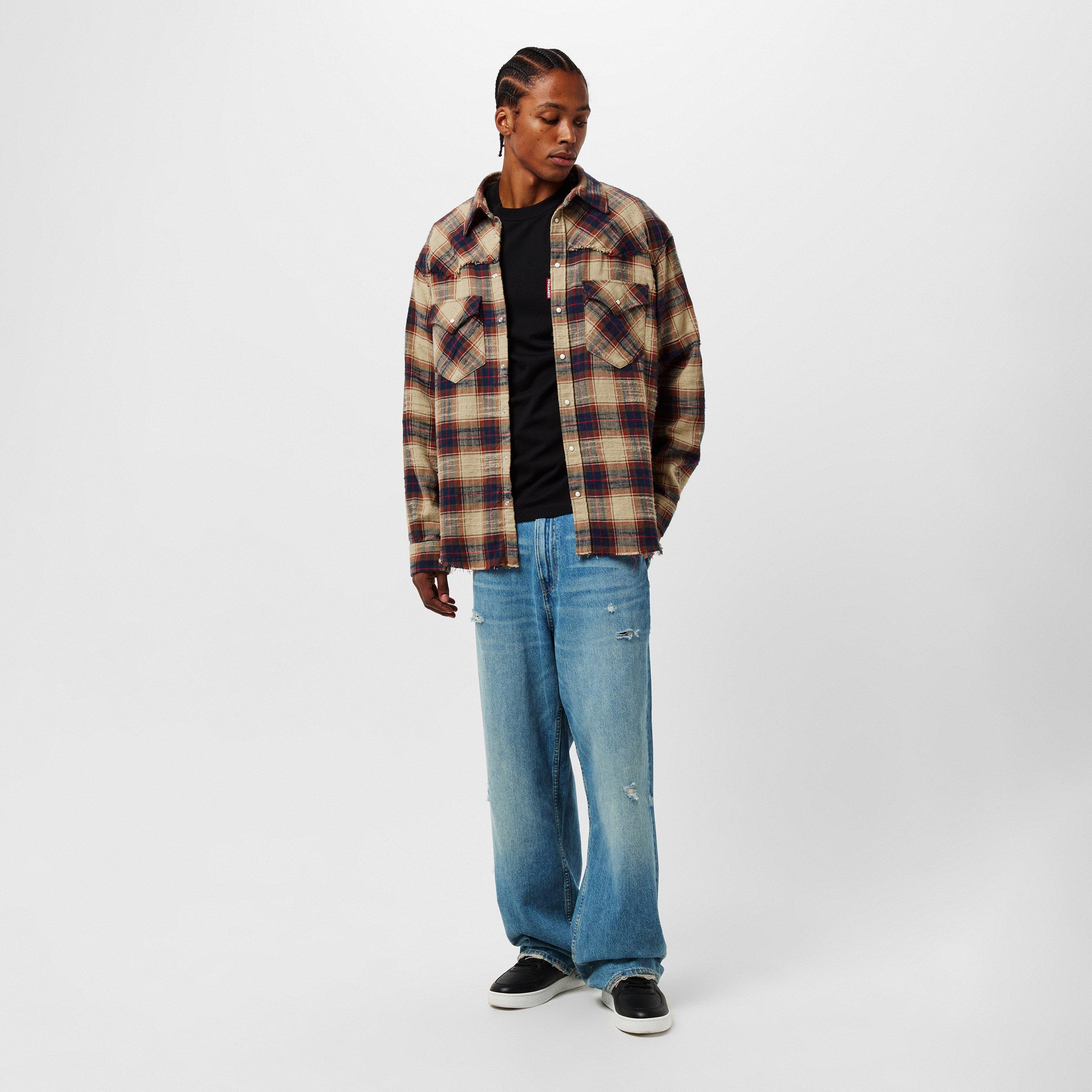 Beige/Mix Brown - DSquared2 - Men's Long-Sleeve Cowboy Shirt - 6