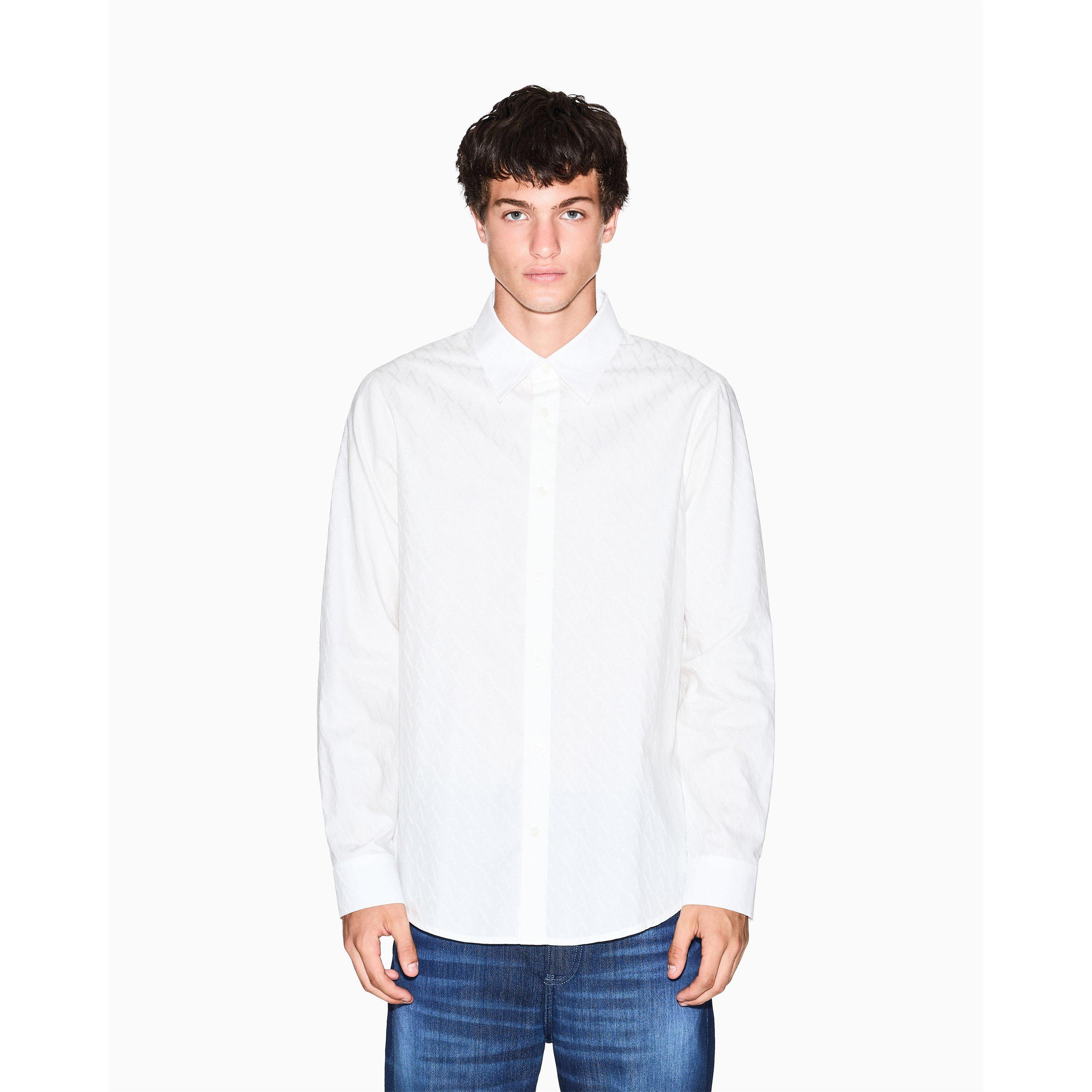 Armani Exchange Men's Long Sleeve Plain Shirt - Off White - L
