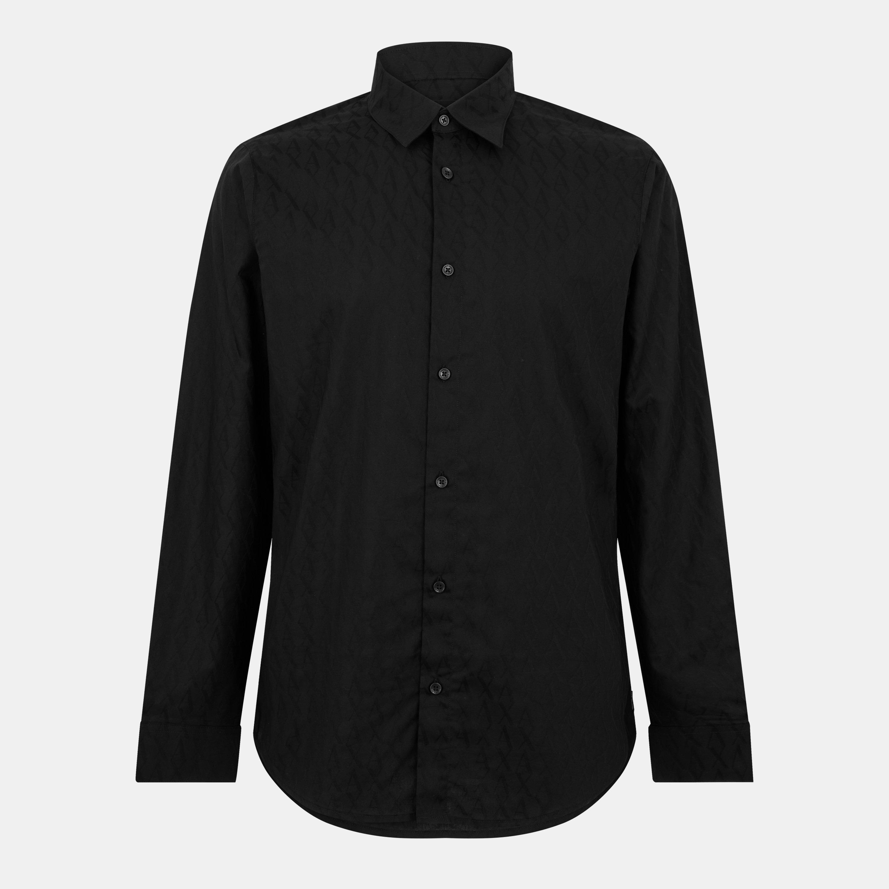 Armani Exchange Men's Long Sleeve Plain Shirt - Black - L