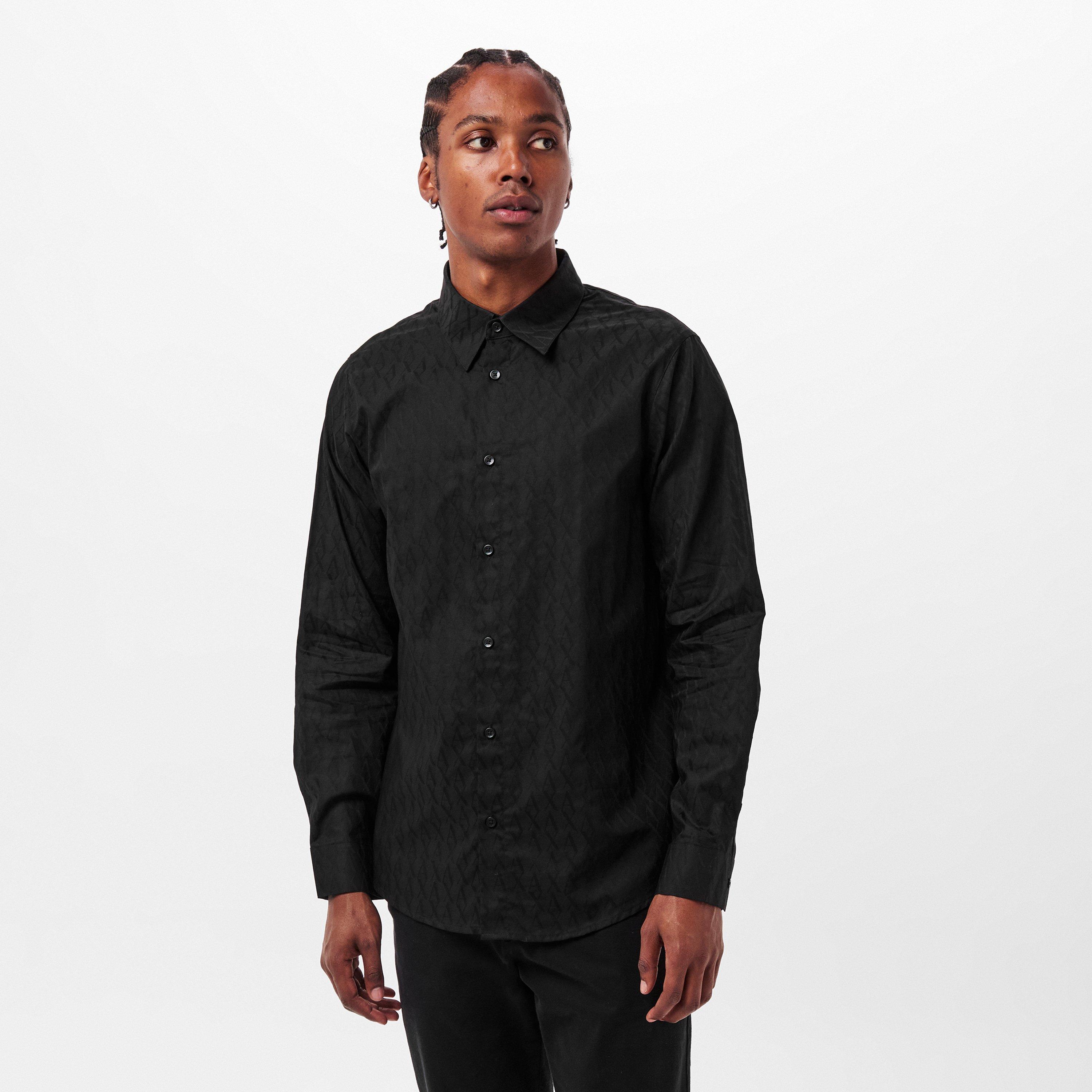 Crna - Armani Exchange - Men's Long Sleeve Plain Shirt - 3