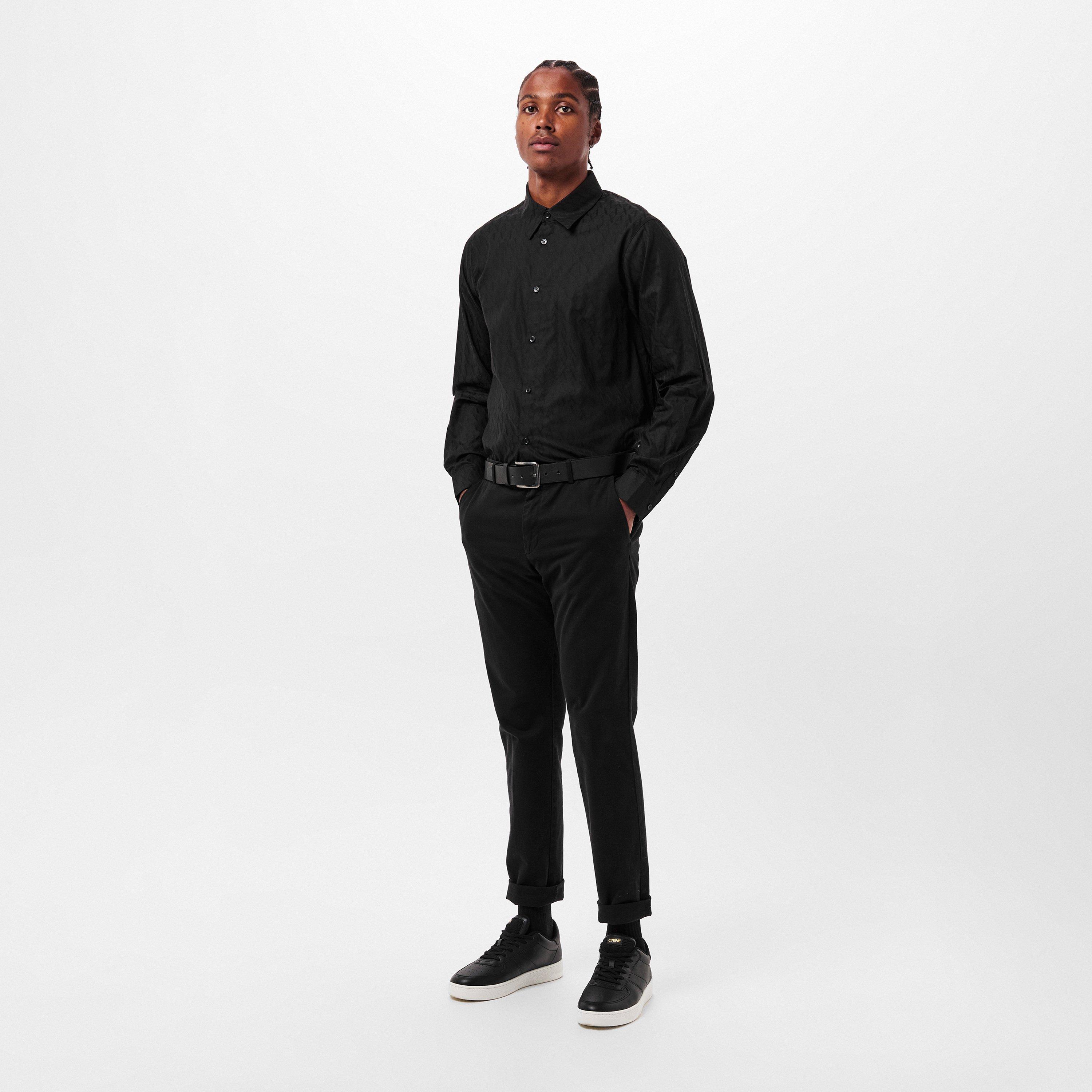 Crna - Armani Exchange - Men's Long Sleeve Plain Shirt - 6
