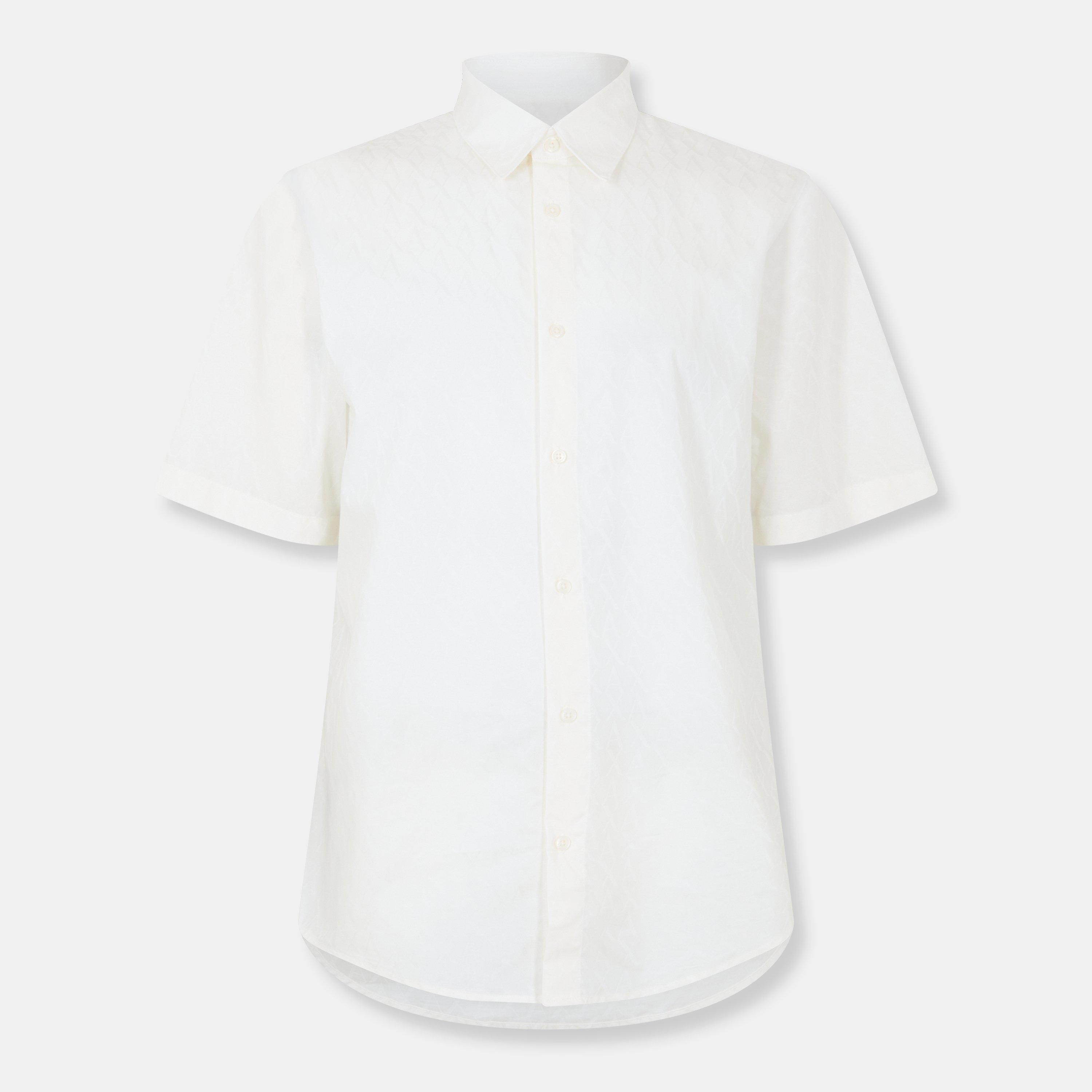 Armani Exchange Men's Short-Sleeve Plain Shirt - Off White - L