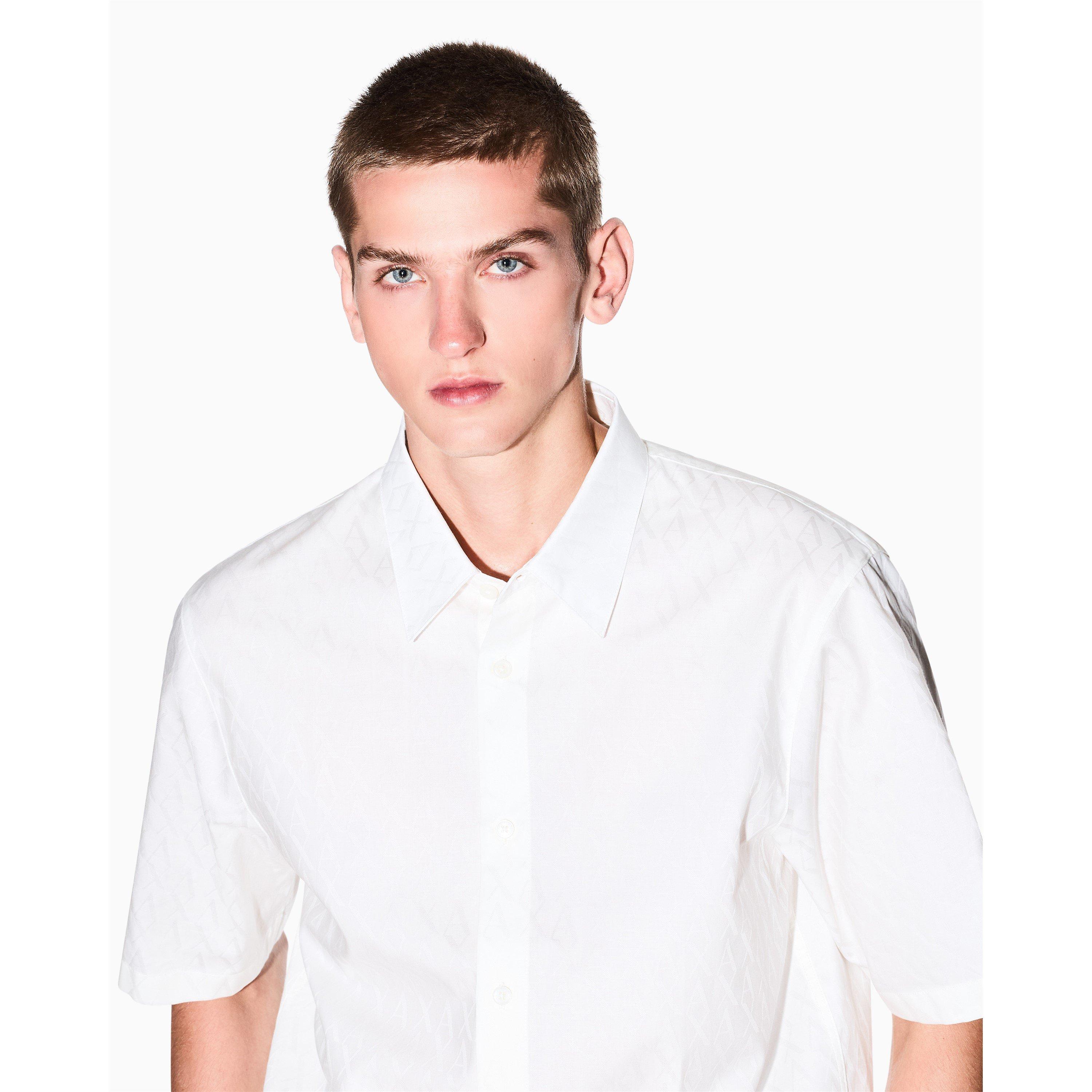 Off White - Armani Exchange - Men's Short-Sleeve Plain Shirt - 5