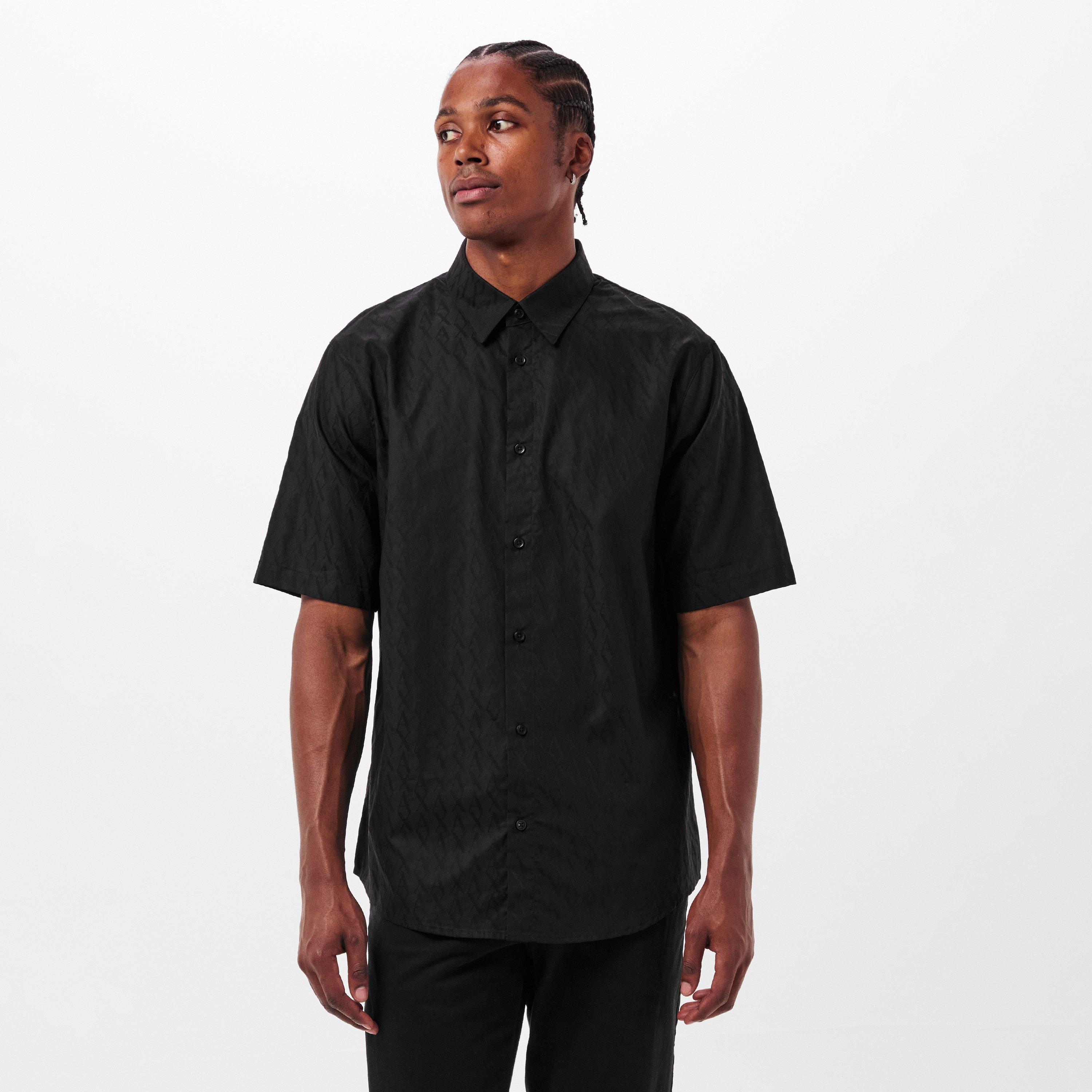 Black - Armani Exchange - Men's Short-Sleeve Plain Shirt - 3