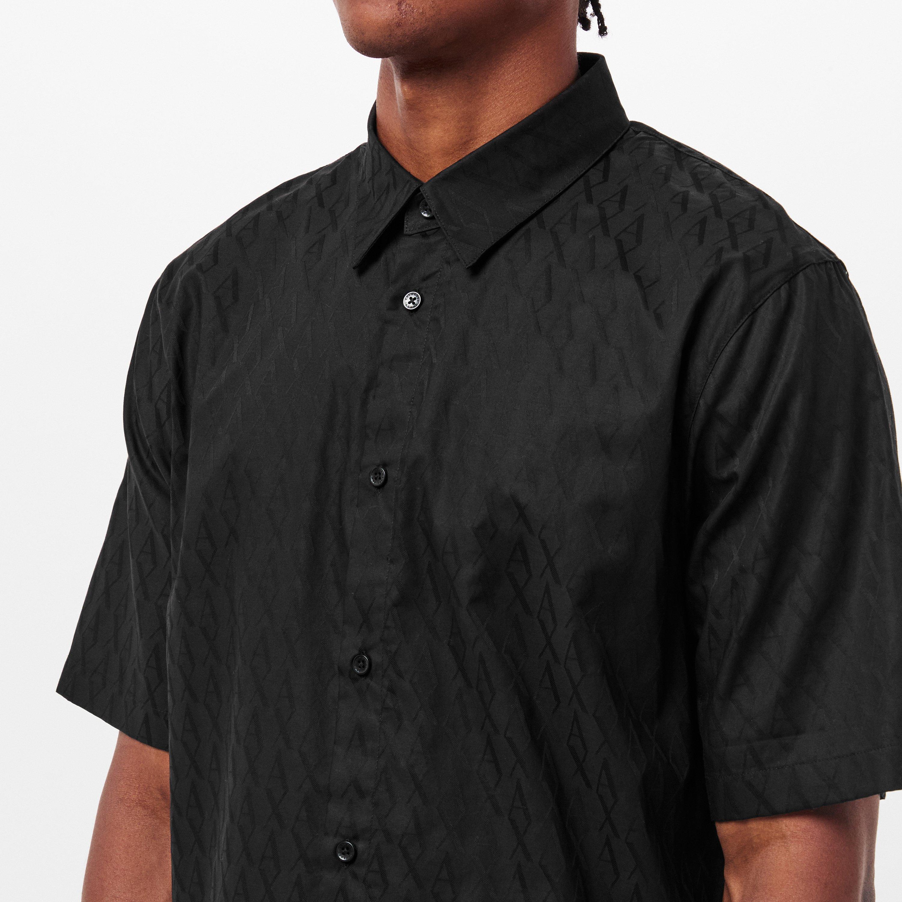 Black - Armani Exchange - Men's Short-Sleeve Plain Shirt - 5