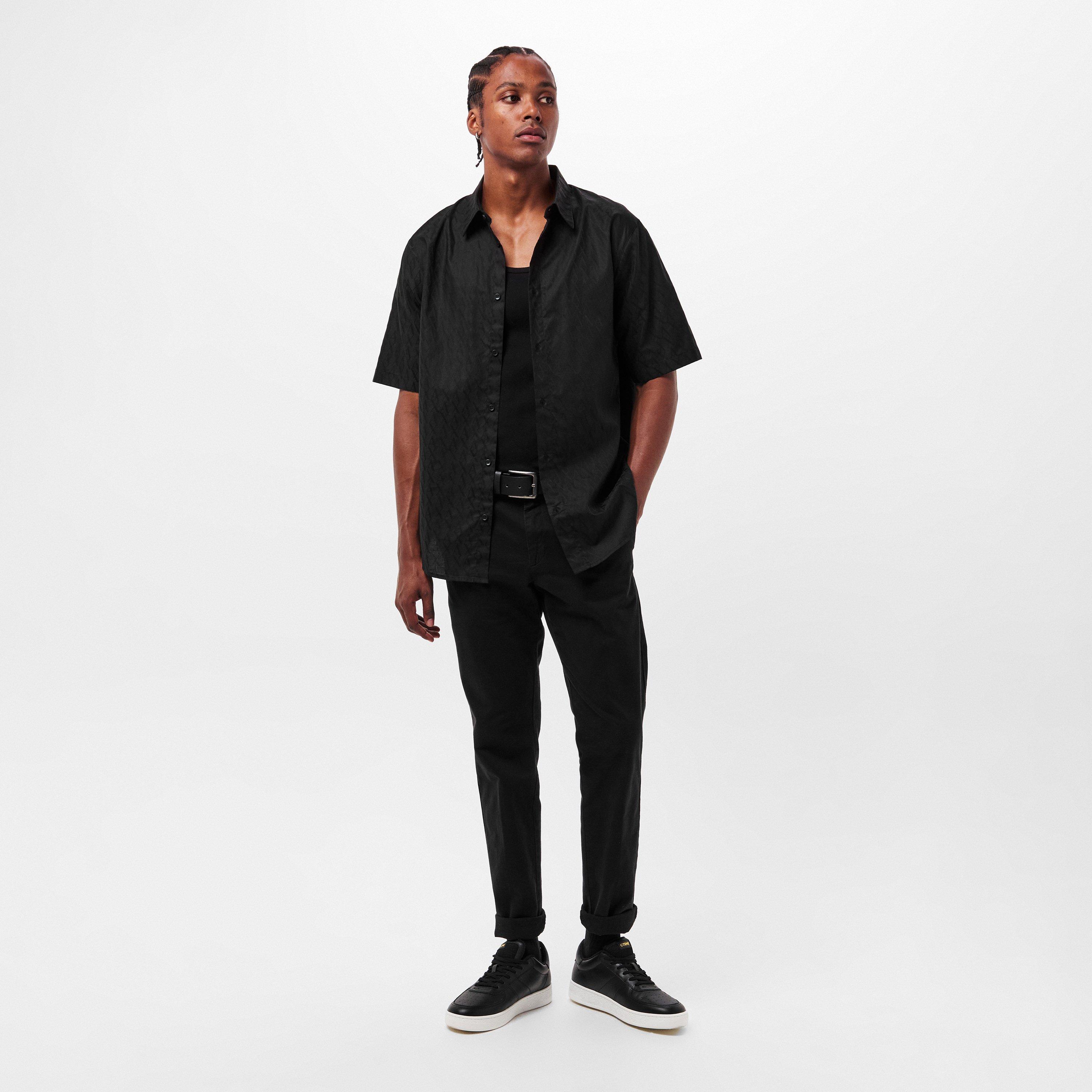 Black - Armani Exchange - Men's Short-Sleeve Plain Shirt - 6