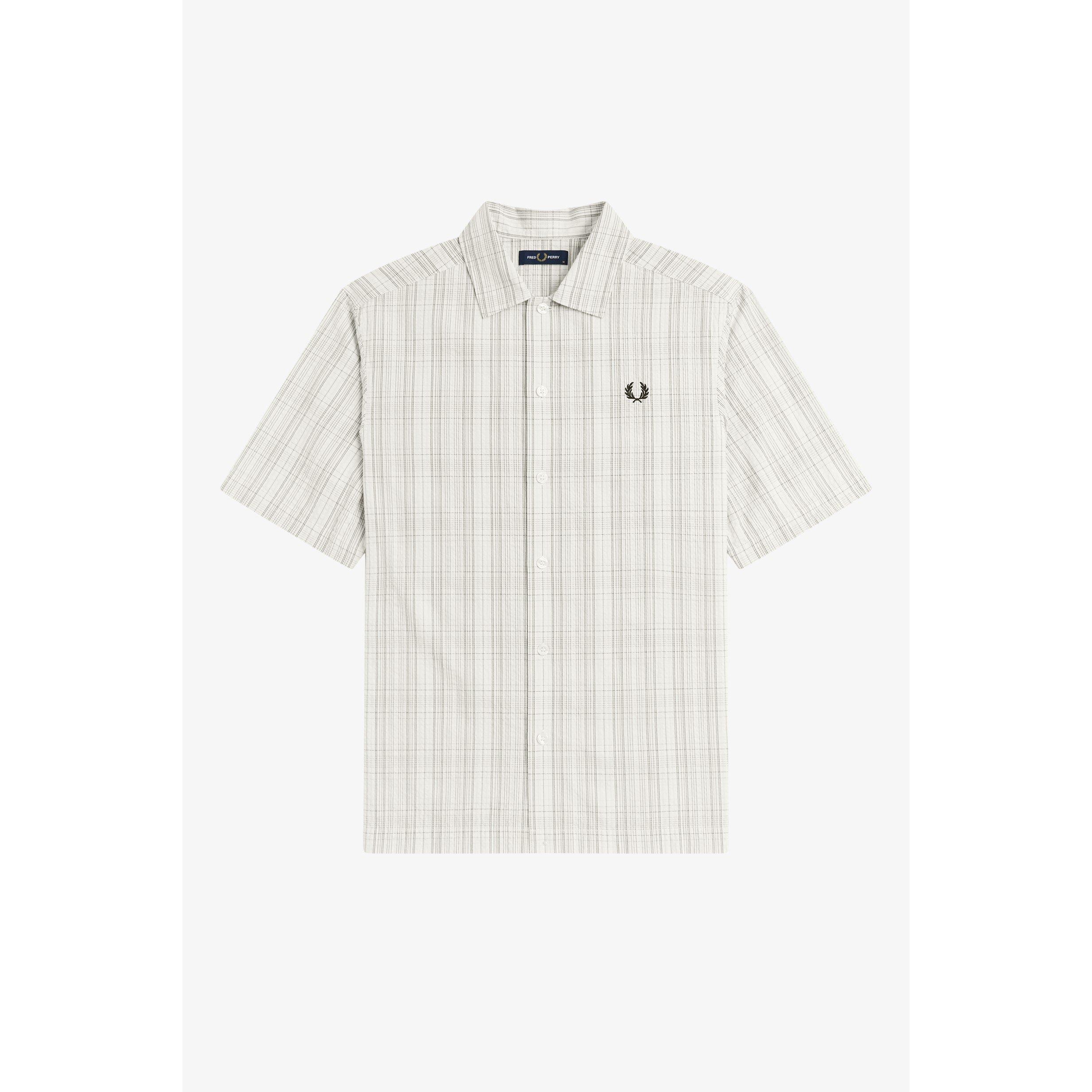 Fred Perry Men's Patterned Short Sleeve Shirt - Ecru 560 - XL