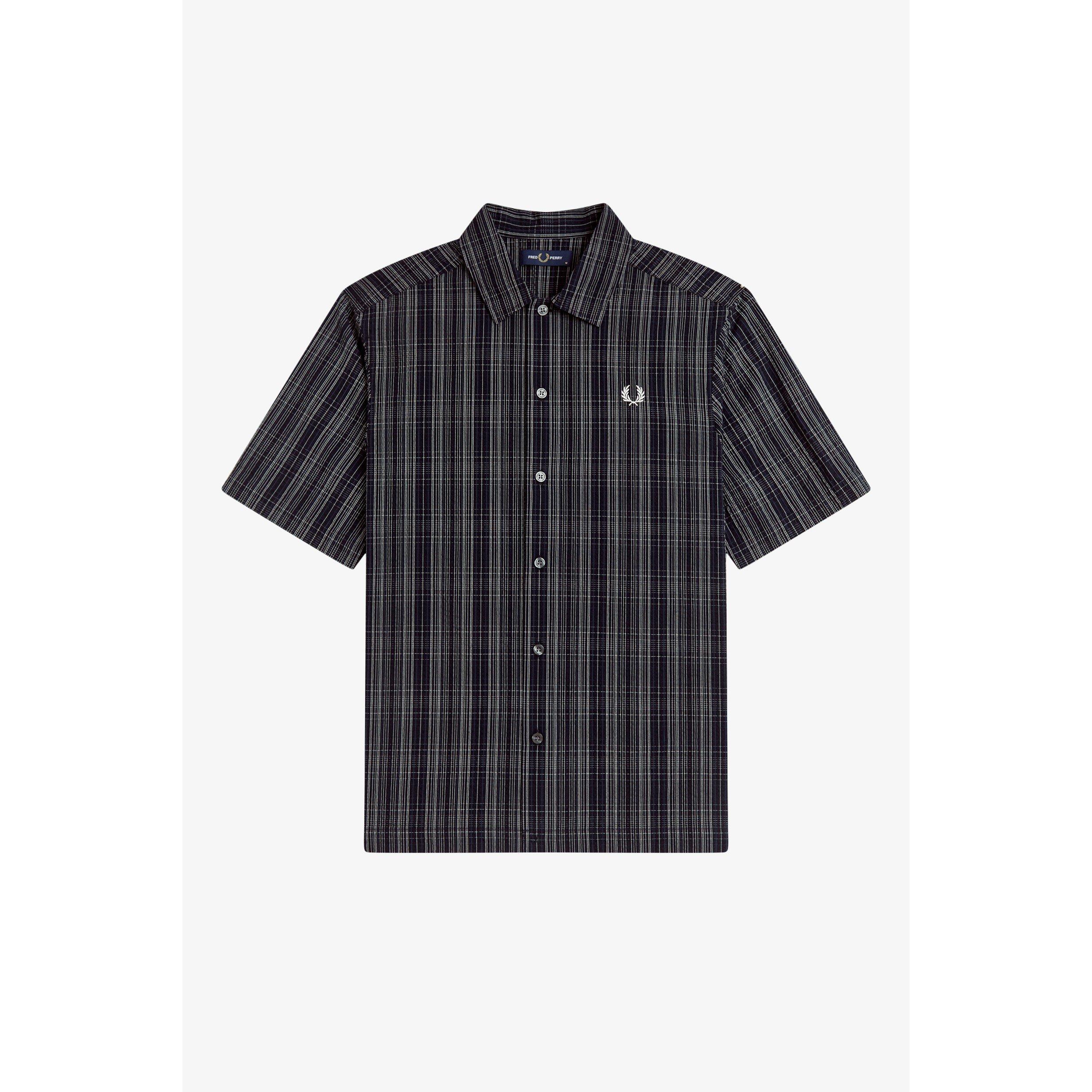 Fred Perry Men's Patterned Short Sleeve Shirt - Navy 608 - XL
