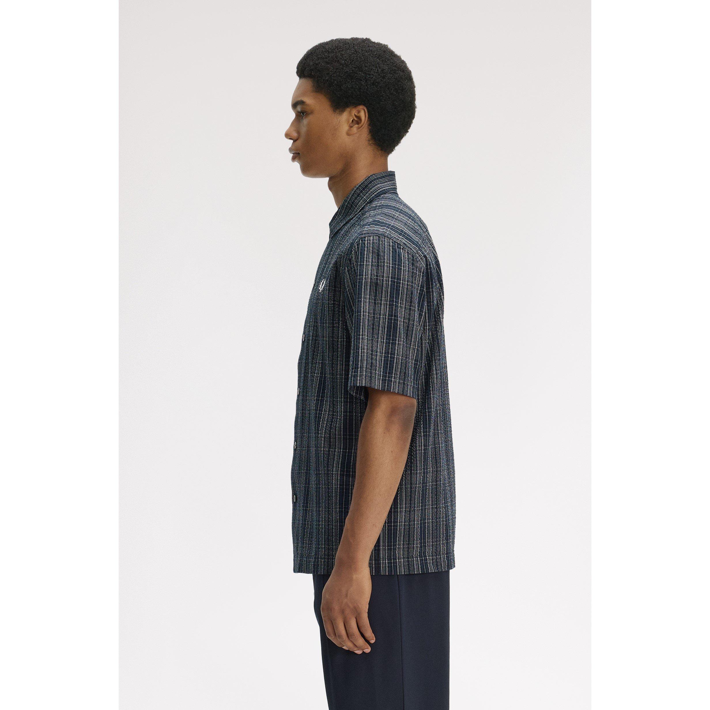 Navy 608 - Fred Perry - Men's Patterned Short Sleeve Shirt - 4
