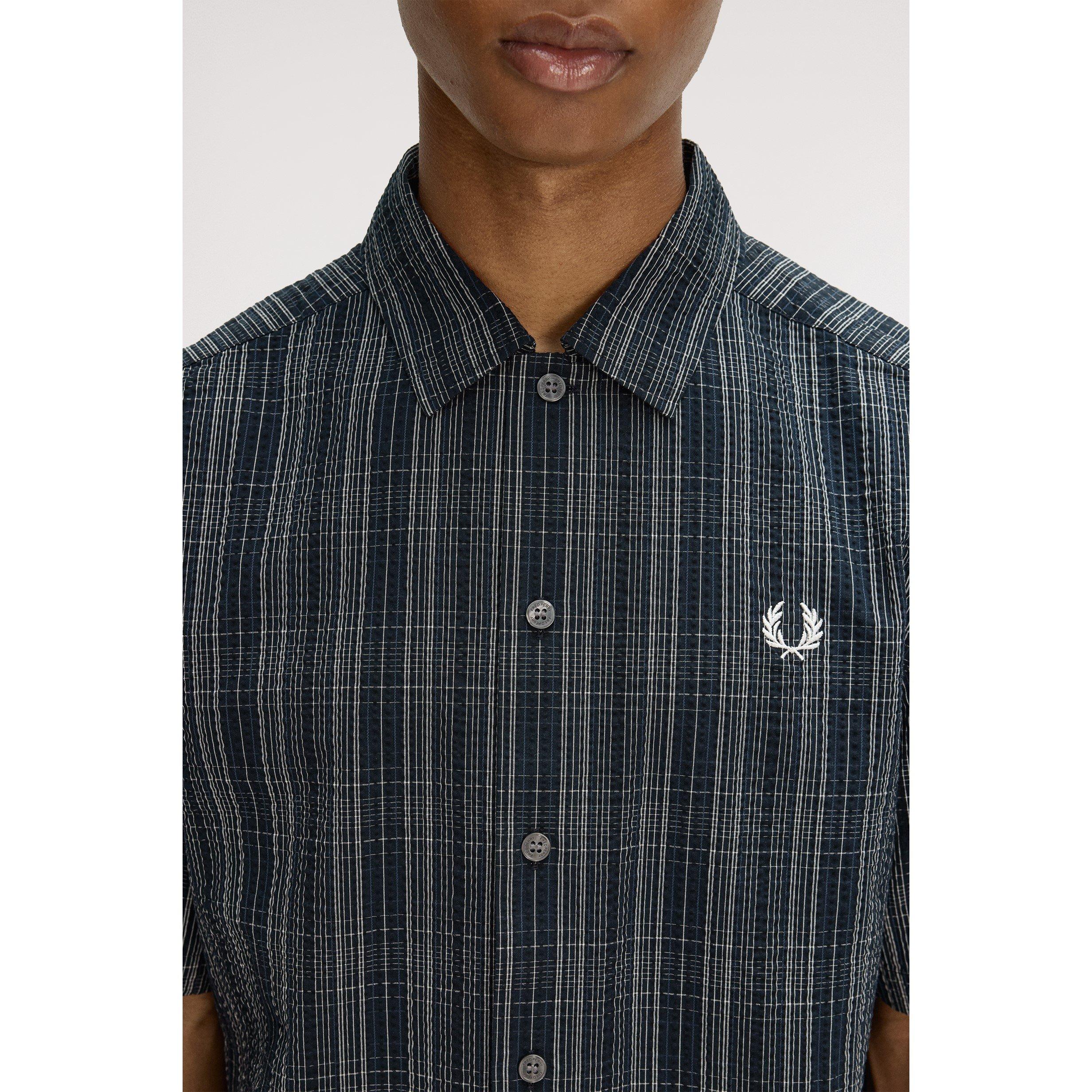 Navy 608 - Fred Perry - Men's Patterned Short Sleeve Shirt - 5