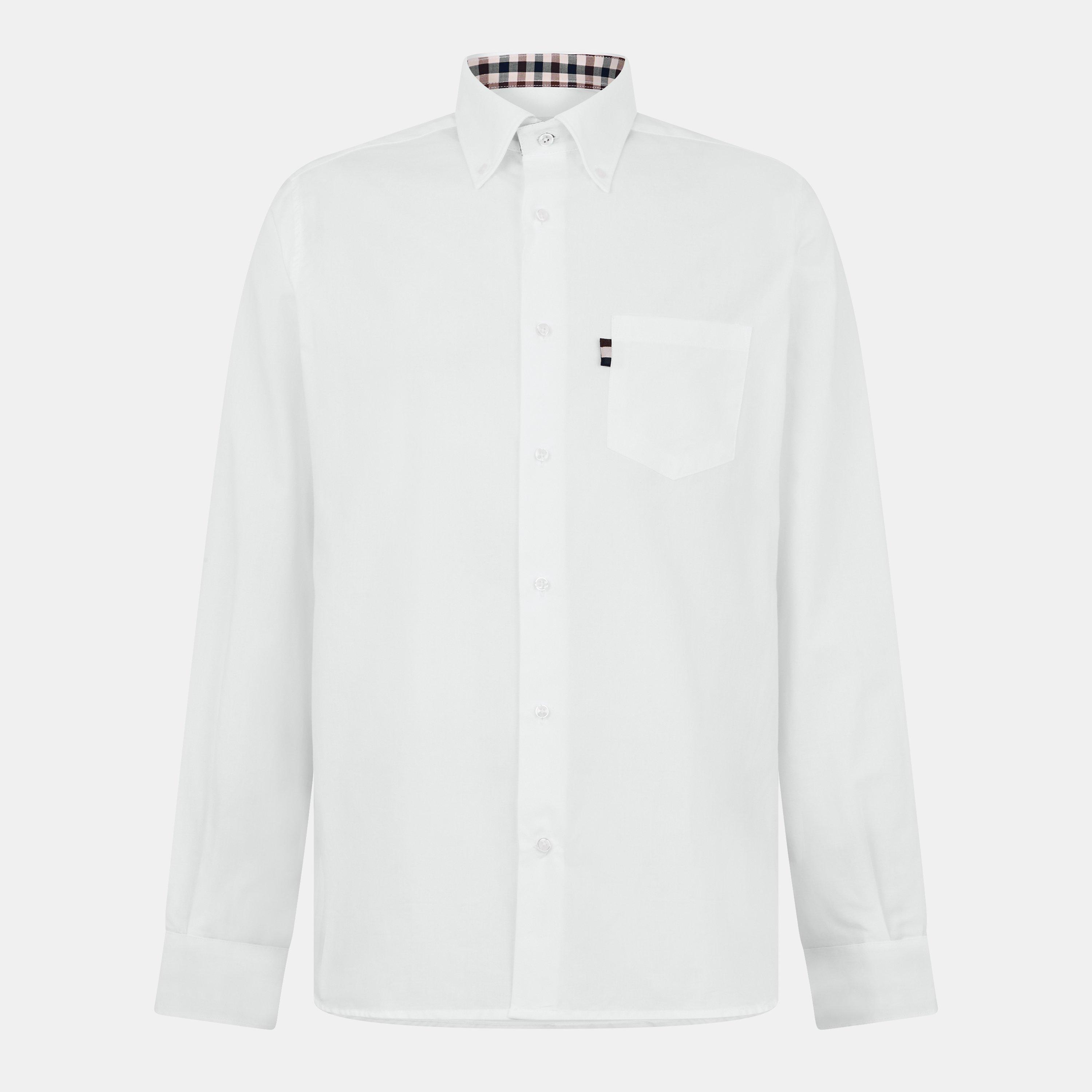 Aquascutum Men's Long Sleeve Tailored Fit Shirt - White - Large