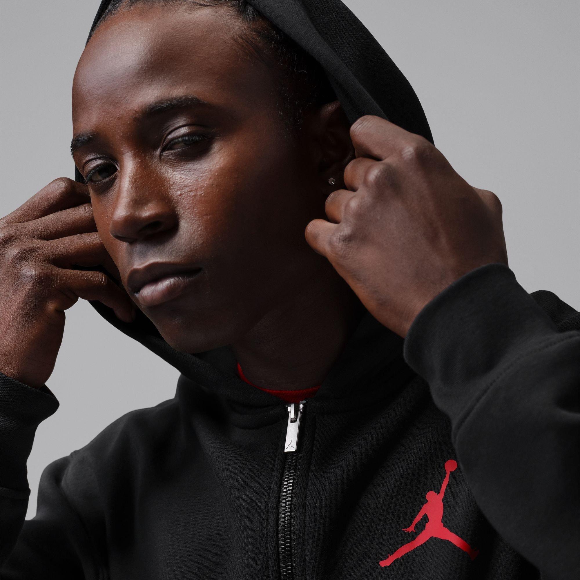 Zwart/Gym Rood - Air Jordan - Men's Jump Teddy Fleece Regular-Fit Full-Zip Fleece Top - 3
