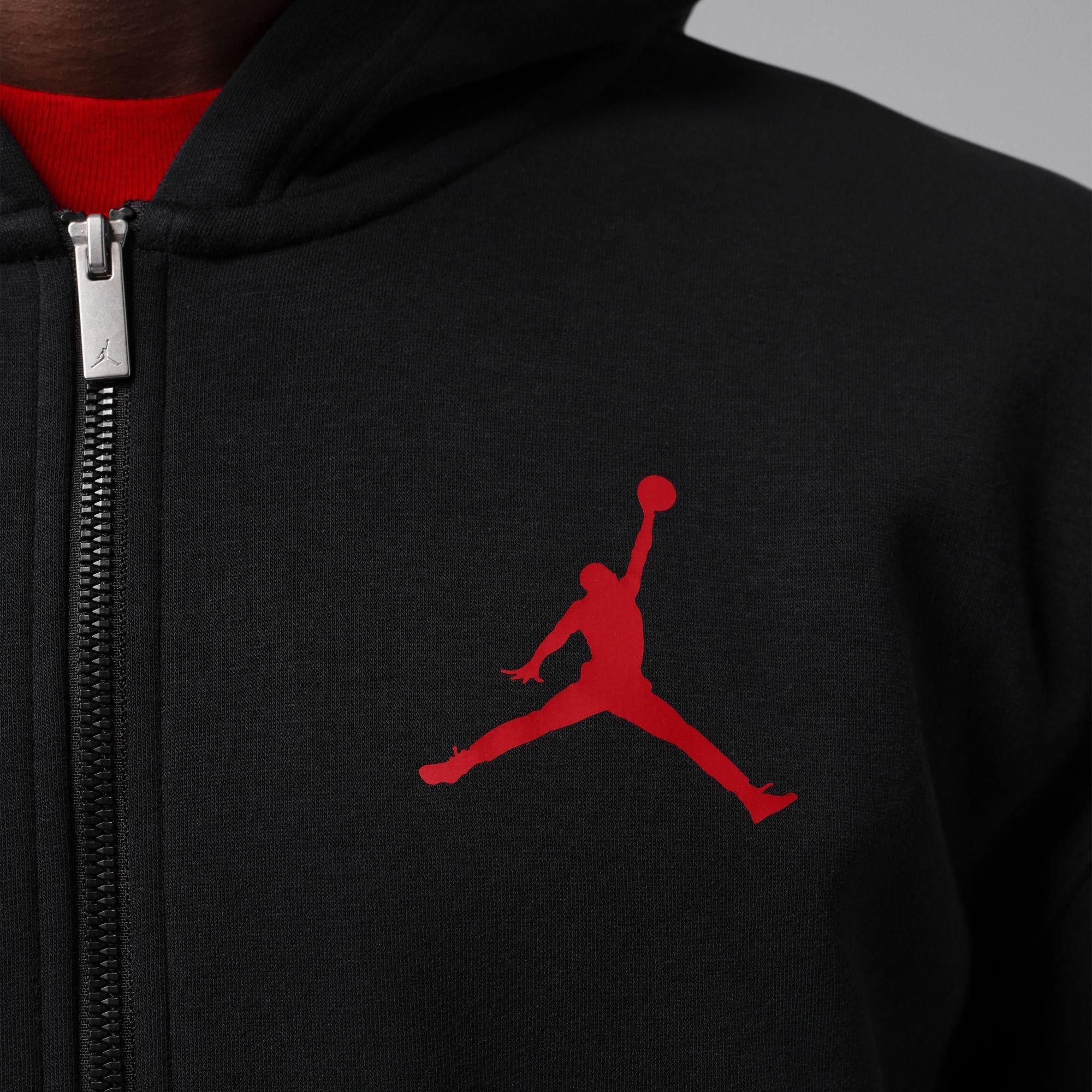 Zwart/Gym Rood - Air Jordan - Men's Jump Teddy Fleece Regular-Fit Full-Zip Fleece Top - 4