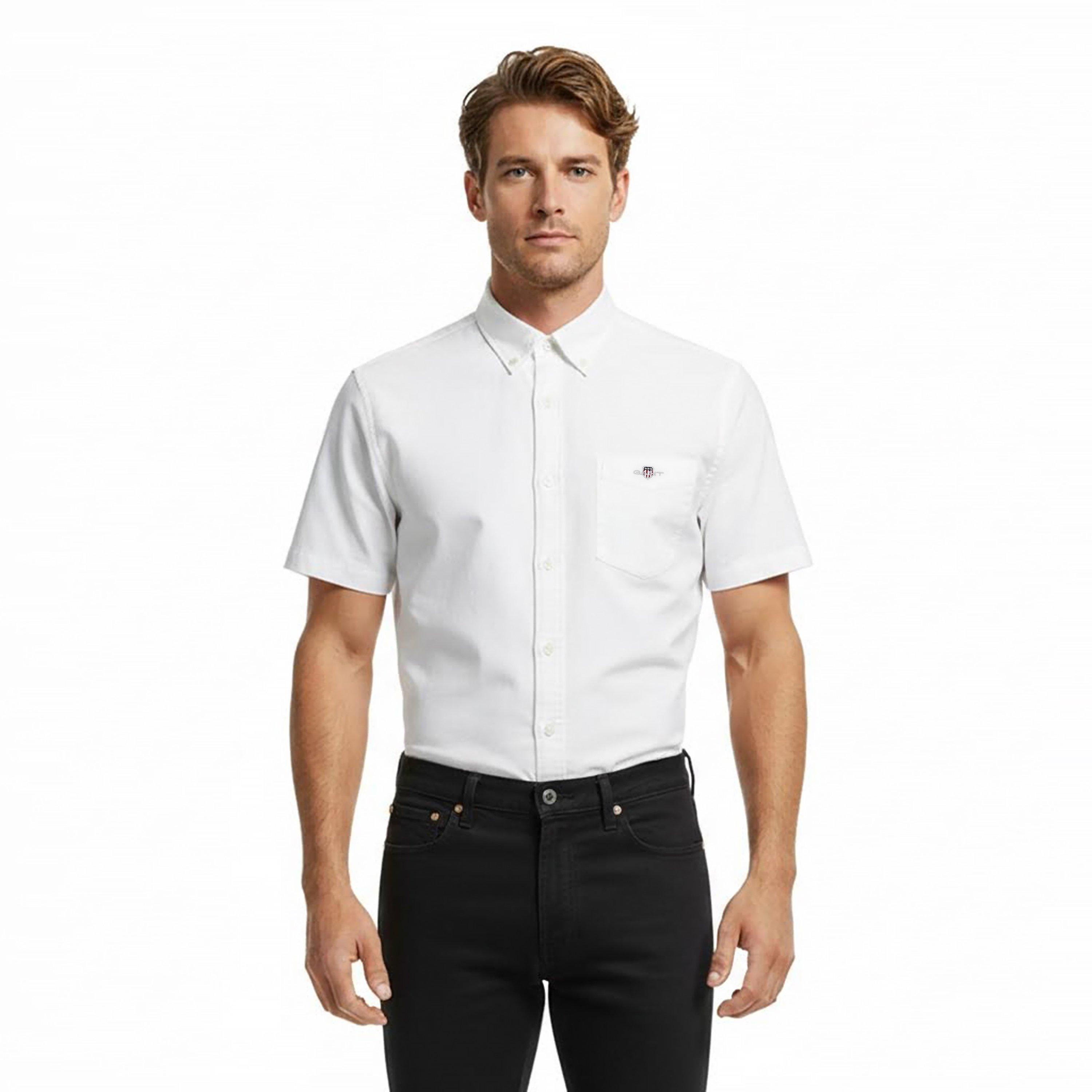 Blanc 110 - Gant - Reg Classic Poplin Ss Shirt Light B - 3