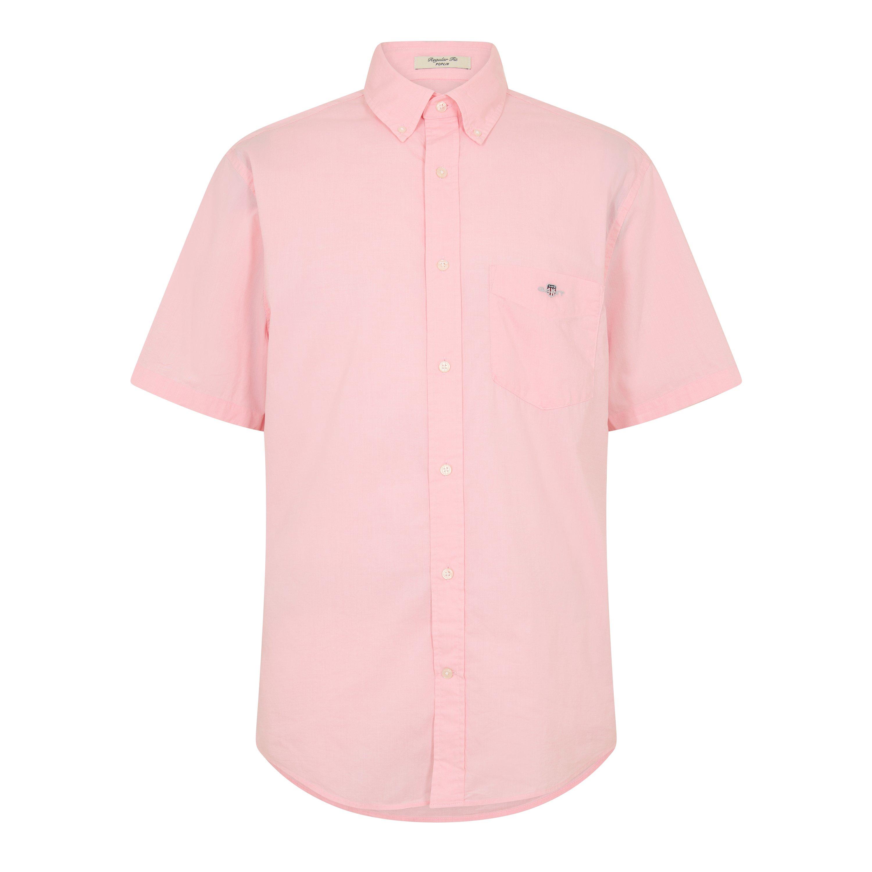 Gant Men's Classic Poplin Short Sleeve Shirt - Washed Pink 666 - M