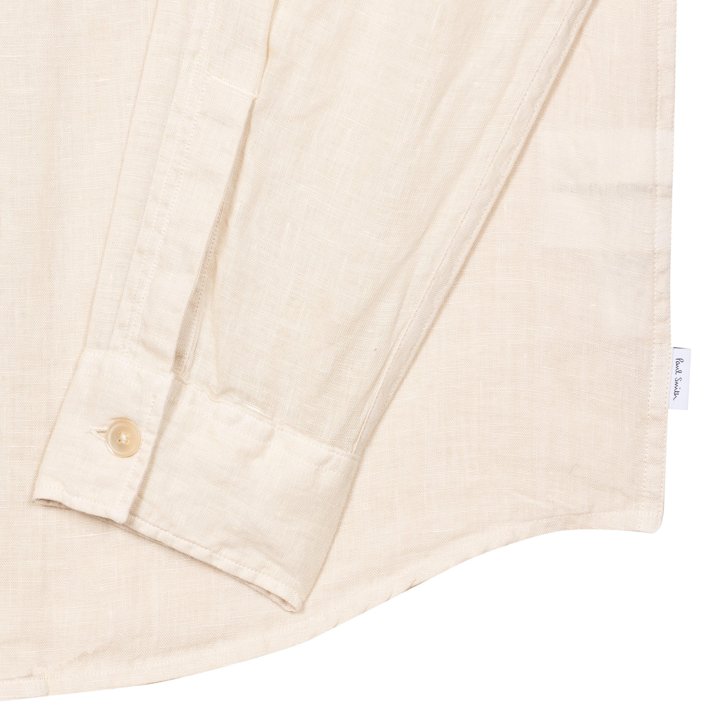 Brown 60 - PS Paul Smith - Men's Linen Long-Sleeve Plain Shirt - 4