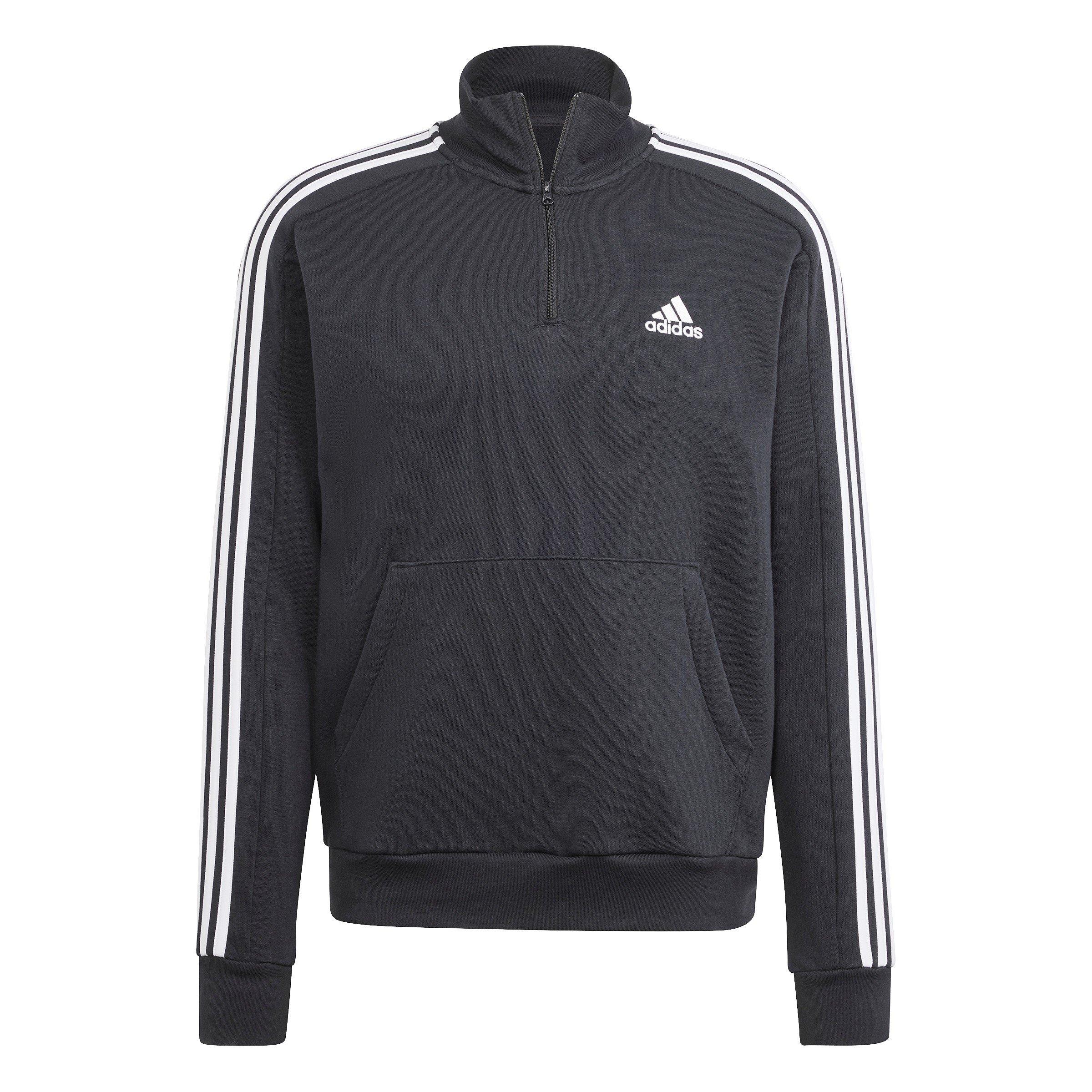 Zwart/Wit - adidas - 3 Stripe Zip Top Mens - 1