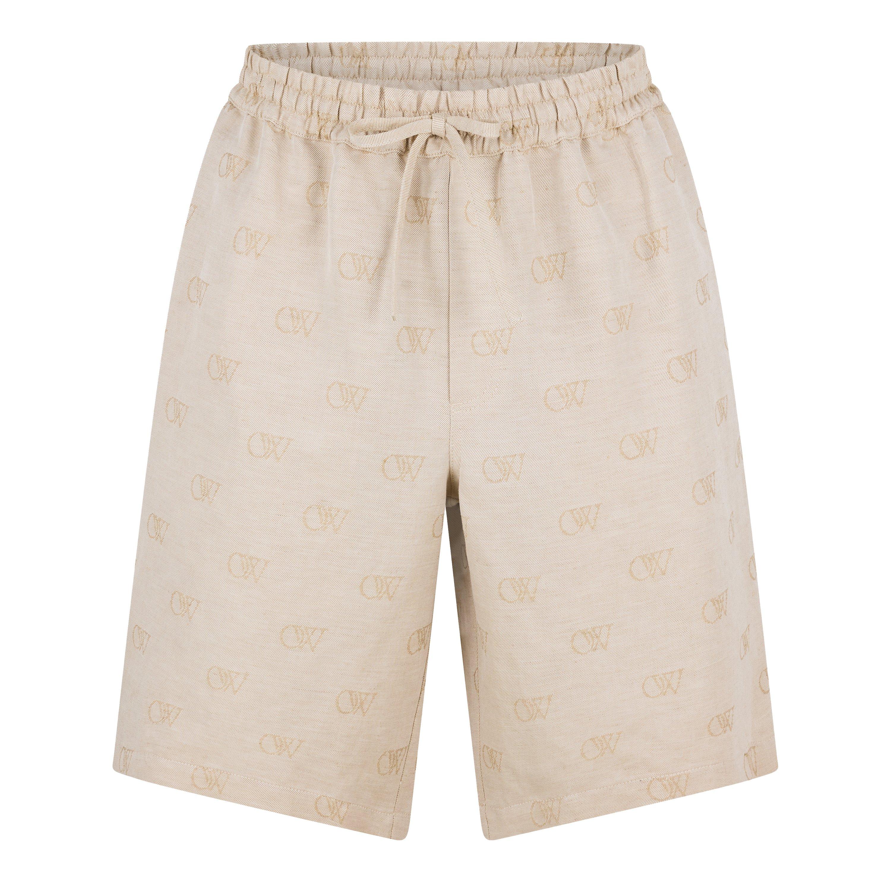 Cream - Off White - Men's Linen Tailored Shorts - 1
