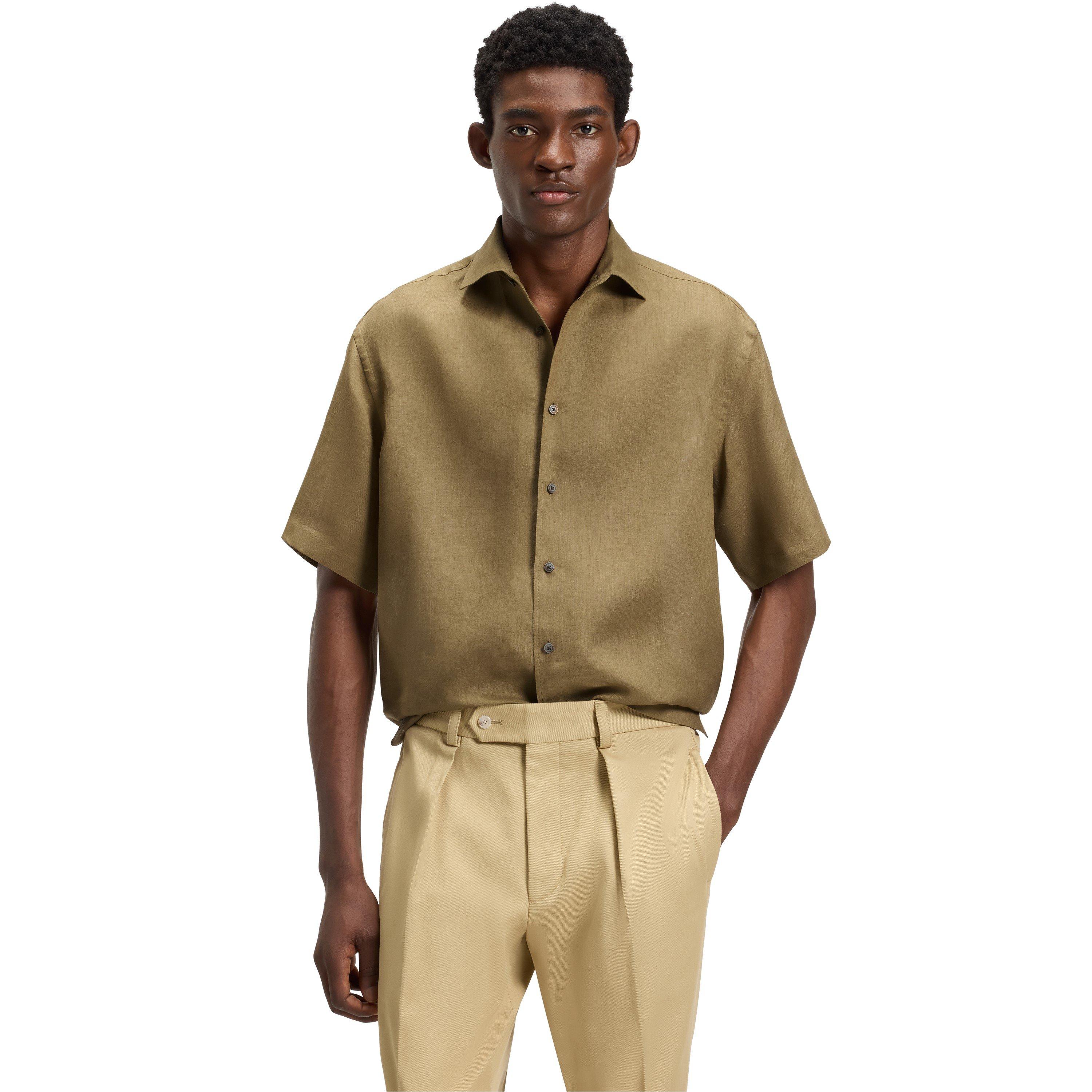 Green 316 - Boss - Men's Double Breasted Cesar Shirt, Luxurious Lightweight - 2