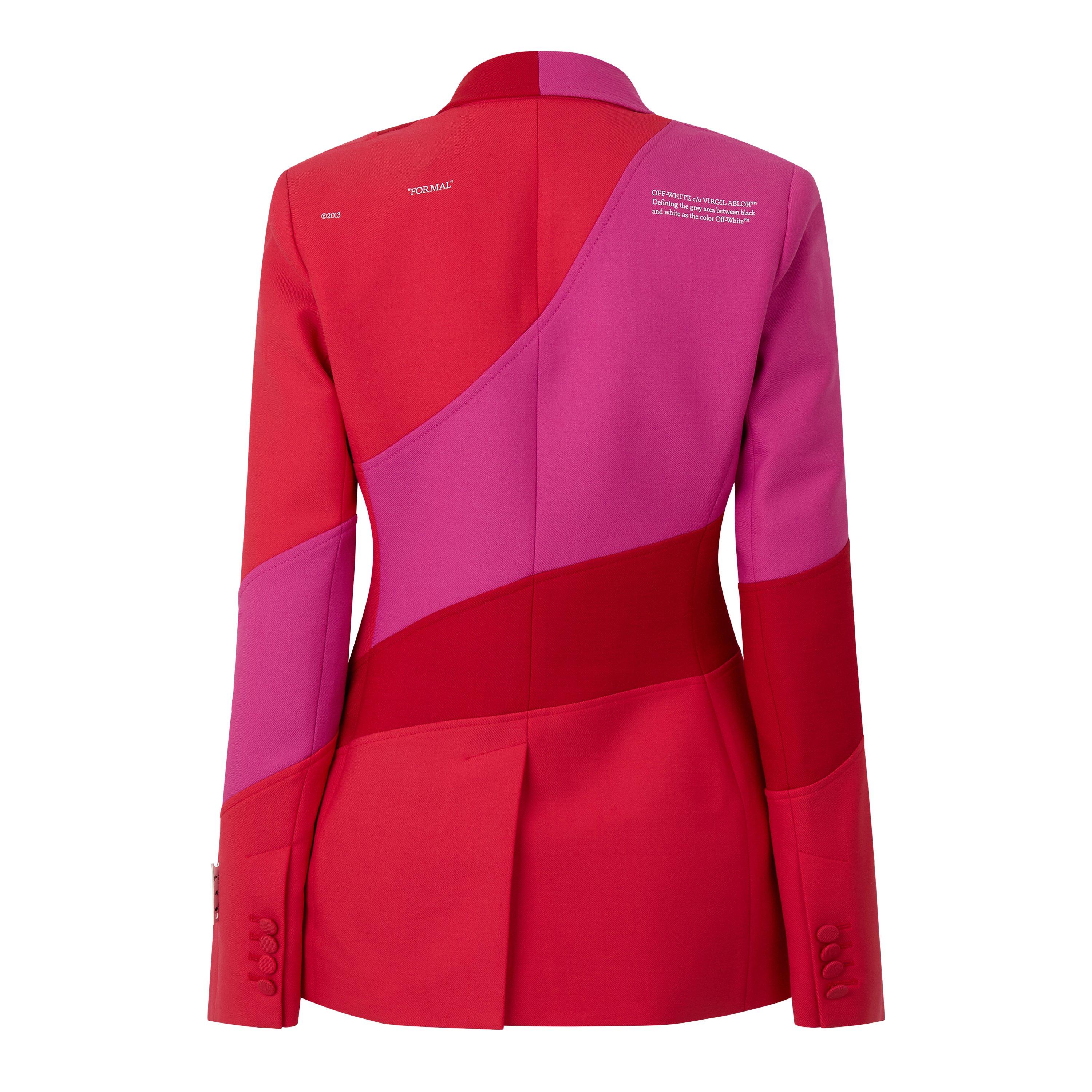 Red/Fuchsia - Off White - Women's Suit Jacket - 2