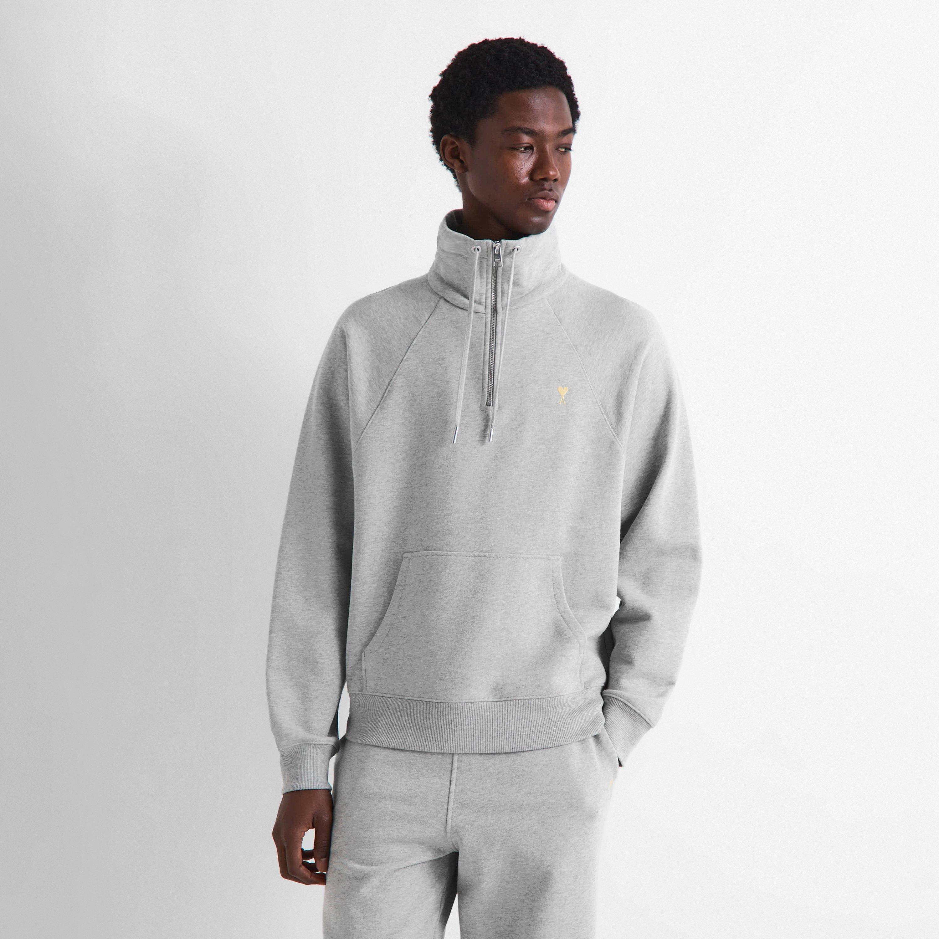 Grey - Ami Paris - Men's 1/4 Zip Fleece - 3