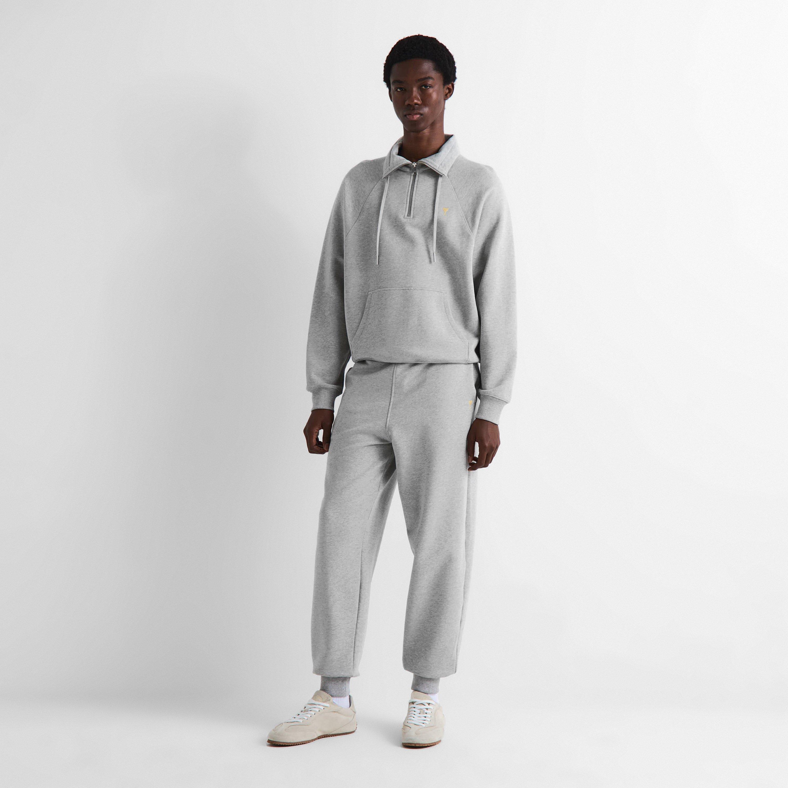 Grey - Ami Paris - Men's 1/4 Zip Fleece - 6