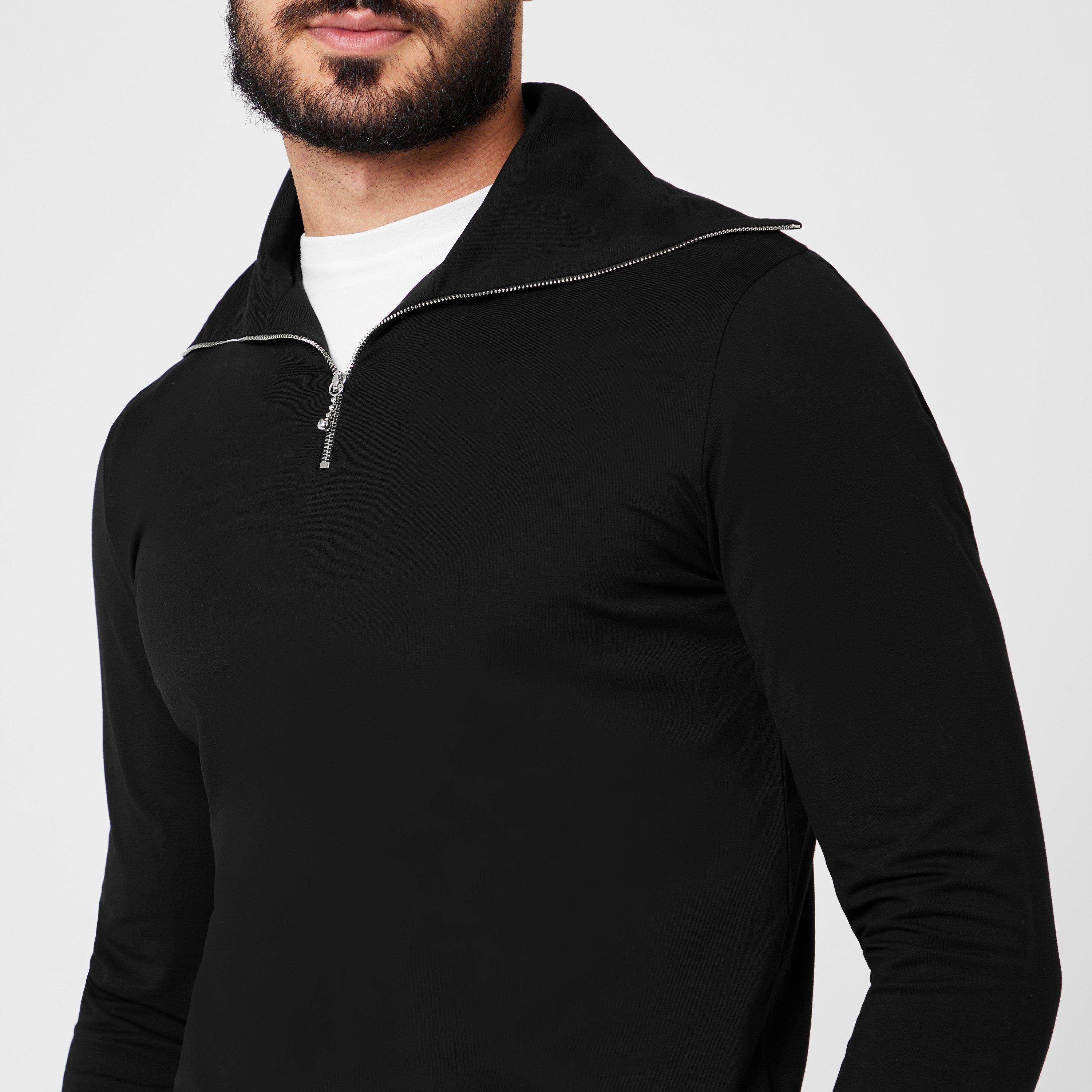 001 - Black - Jil Sander - Half Zip Long Sleeve Top - 2