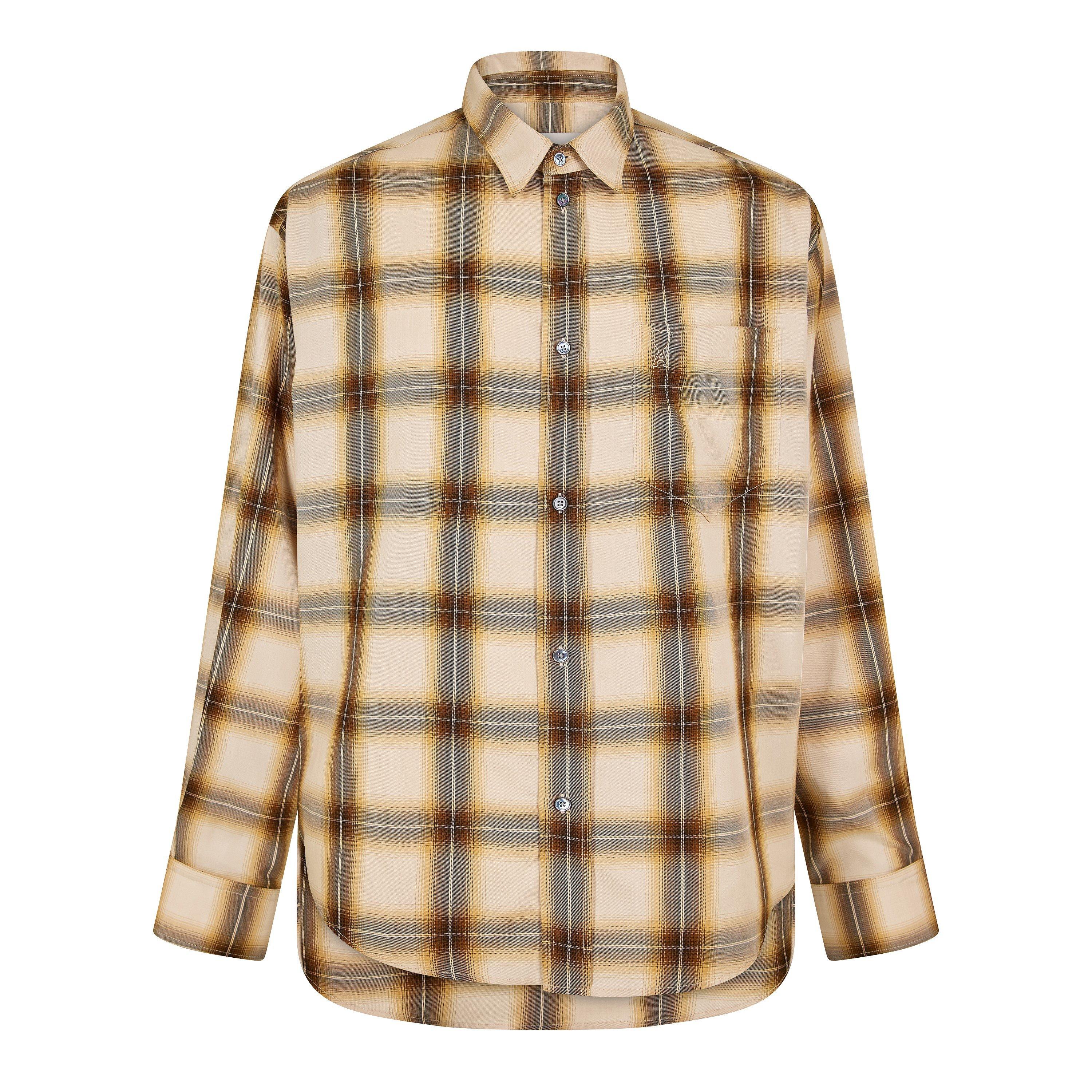 Beige/Caramel - Ami Paris - Men's Long Sleeve Patterned Shirt - 1