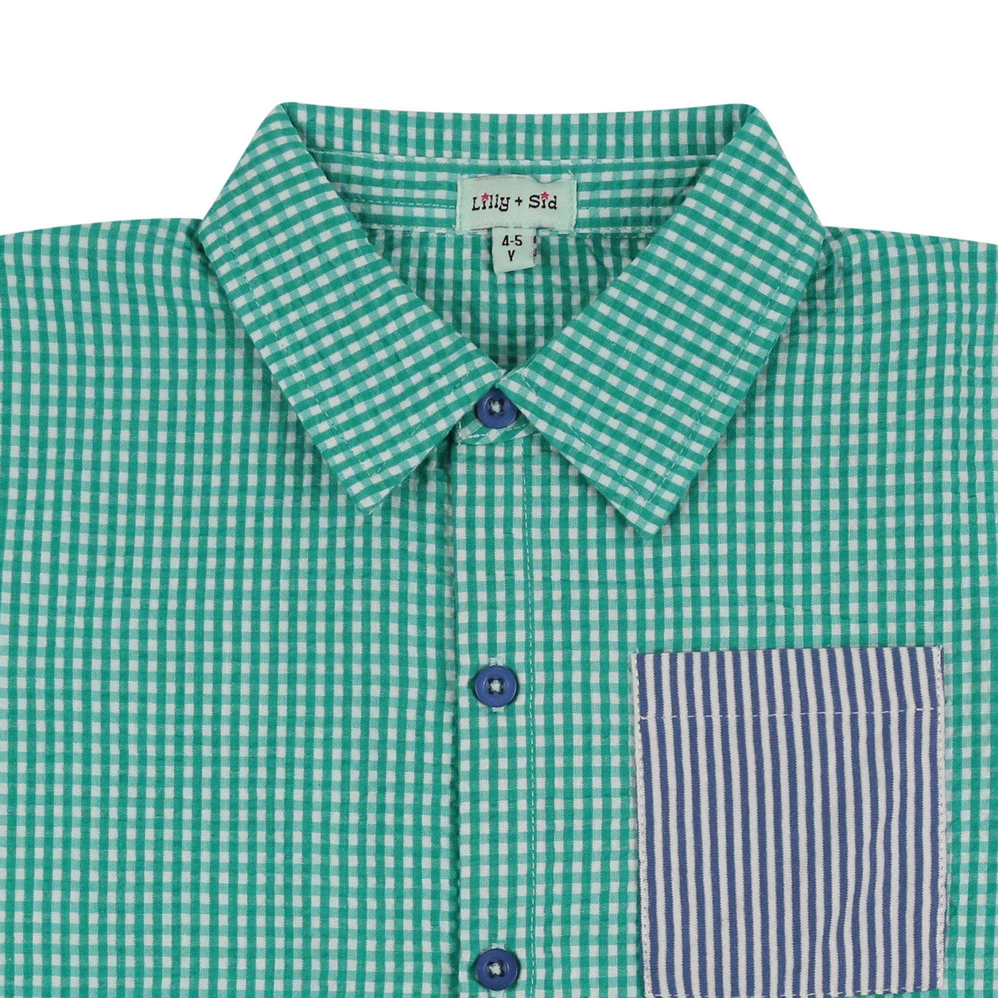 Green - Lilly and Sid - Gingham Short-Sleeve Shirt - 3