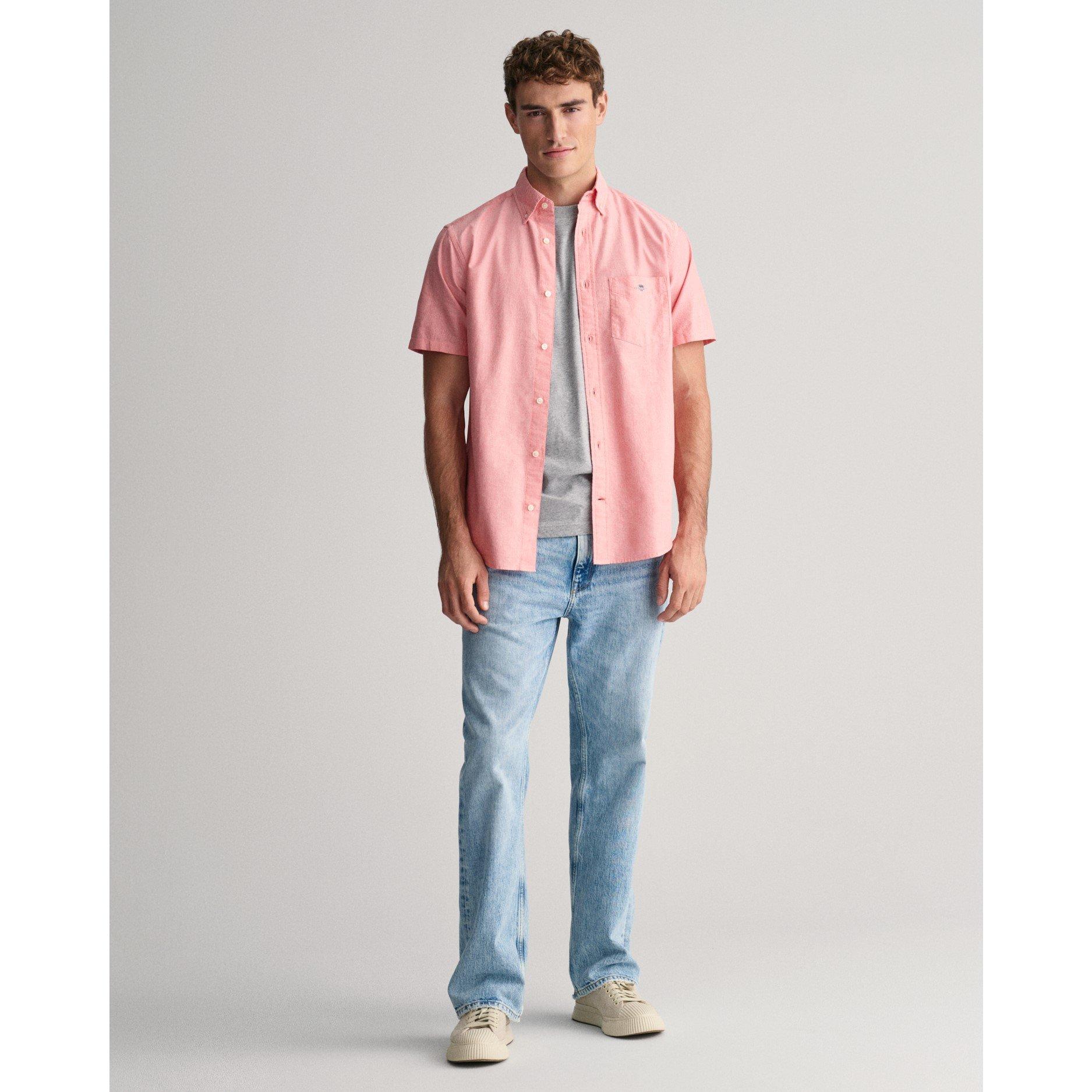 Sunset Pink - Gant - Regular Fit Classic Oxford Short Sleeve Shirt - 5